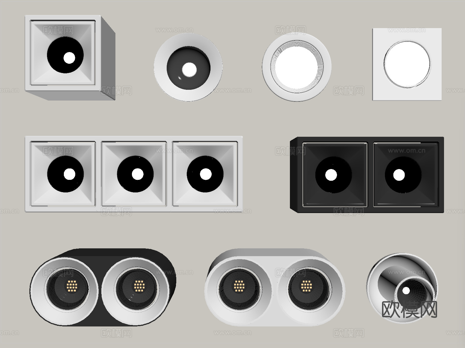 现代筒灯射灯  明装筒灯射灯su模型