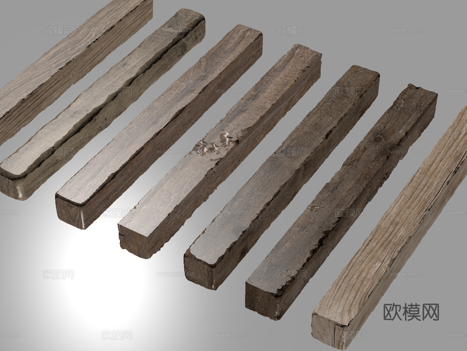 现代老木头 木头柱子 旧木方 木材 木梁su模型