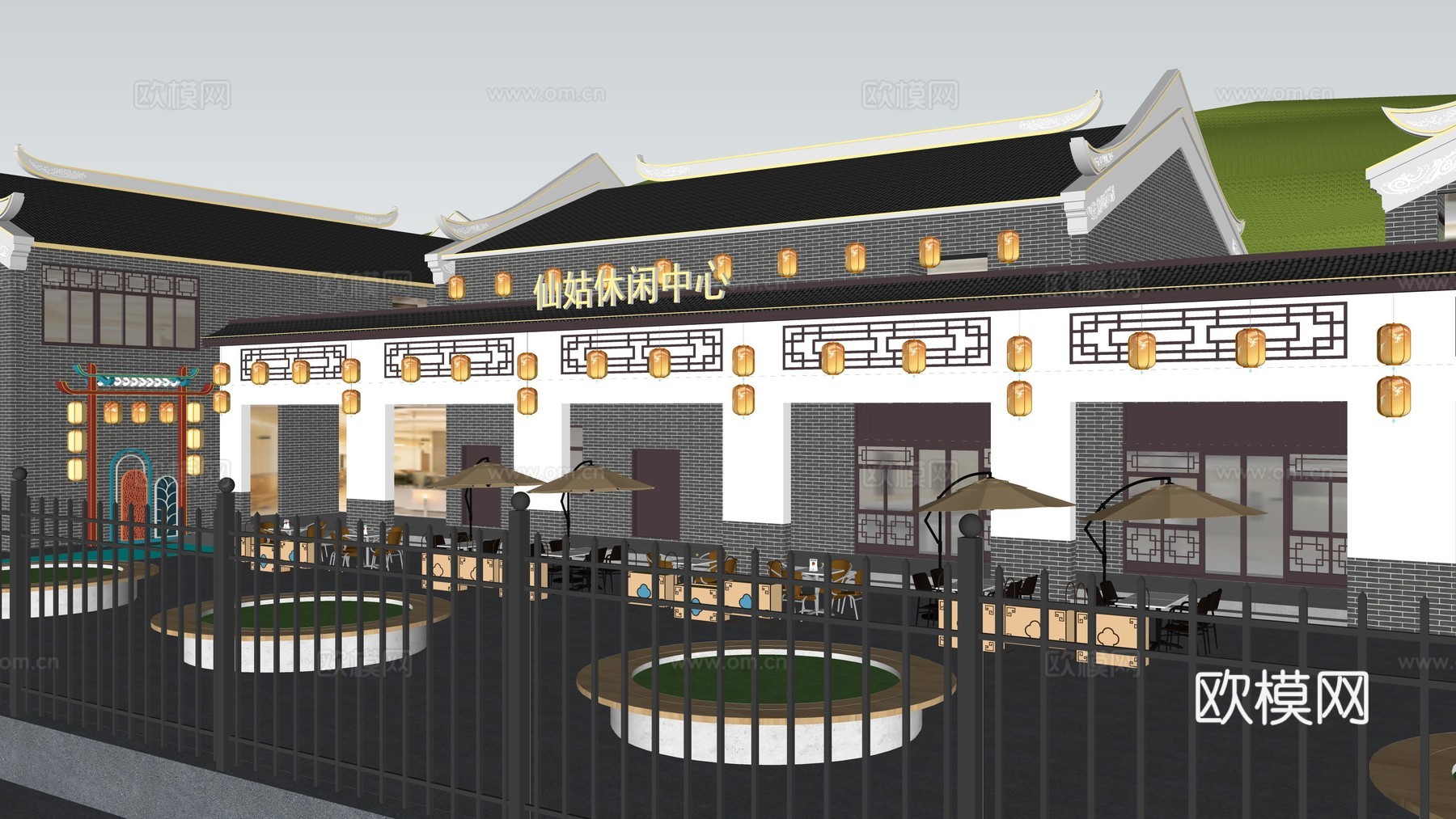 新中式文旅步行街  旧改更新  城市更新  旅游景观景点su模型