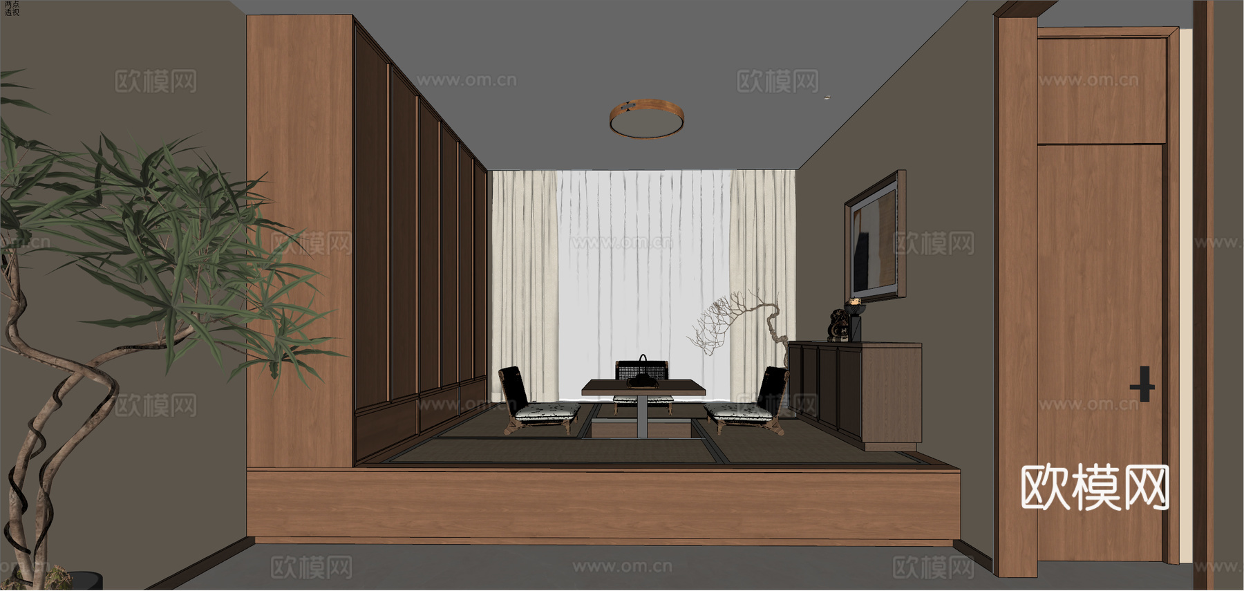 榻榻米茶室su模型