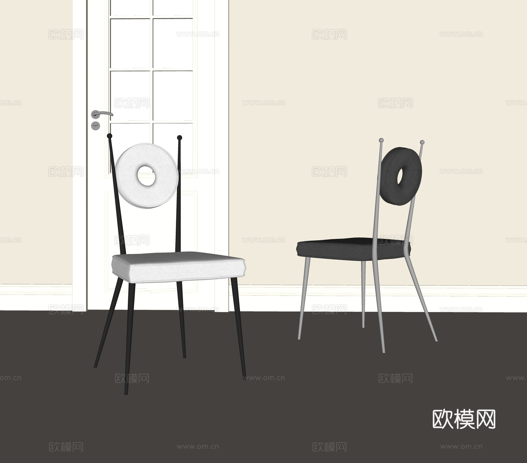 法式中古餐椅su模型