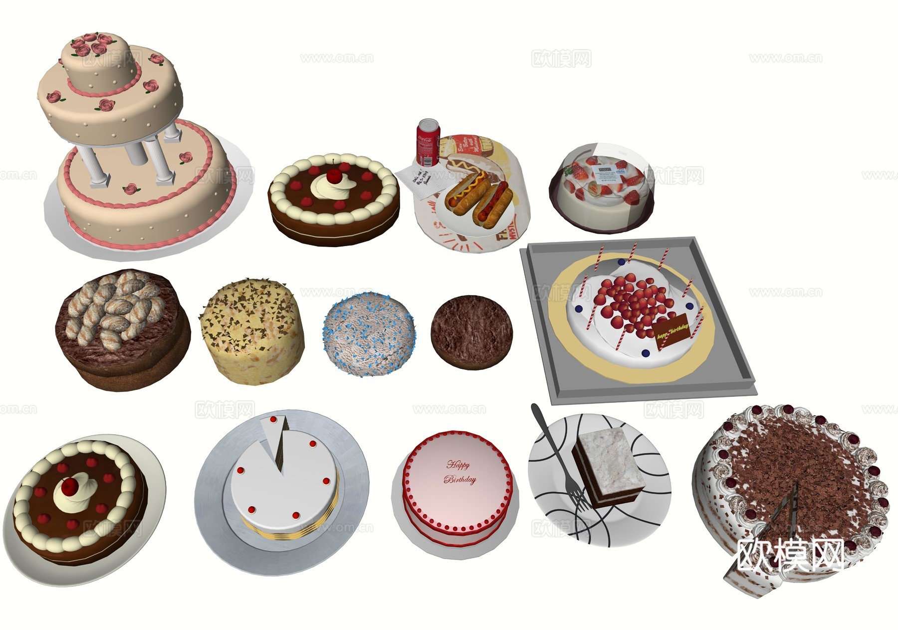 现代美食蛋糕su模型