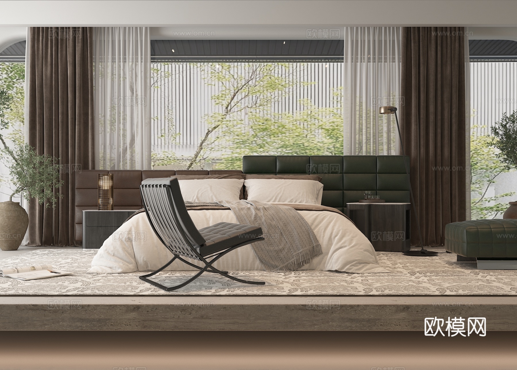 现代主卧室3d模型下载