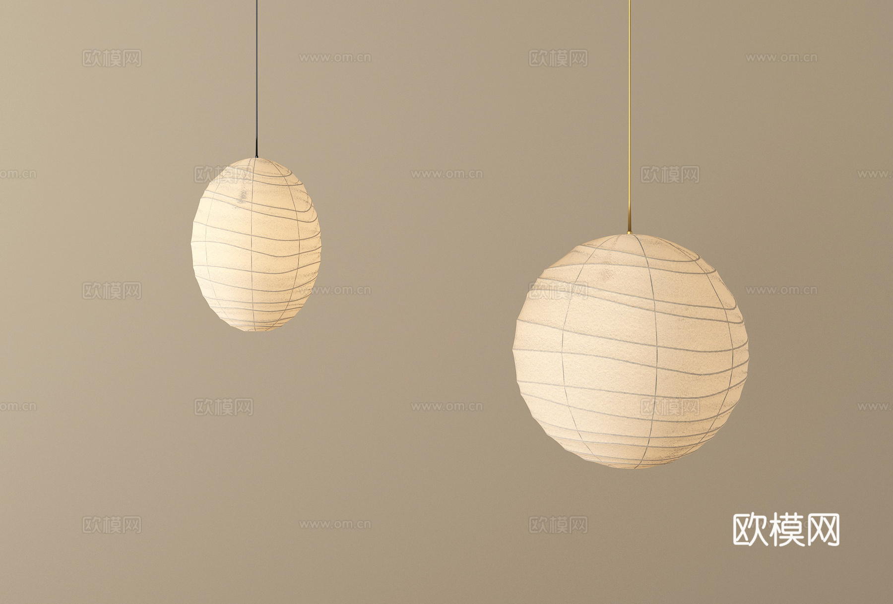 日式吊灯 纸质su模型