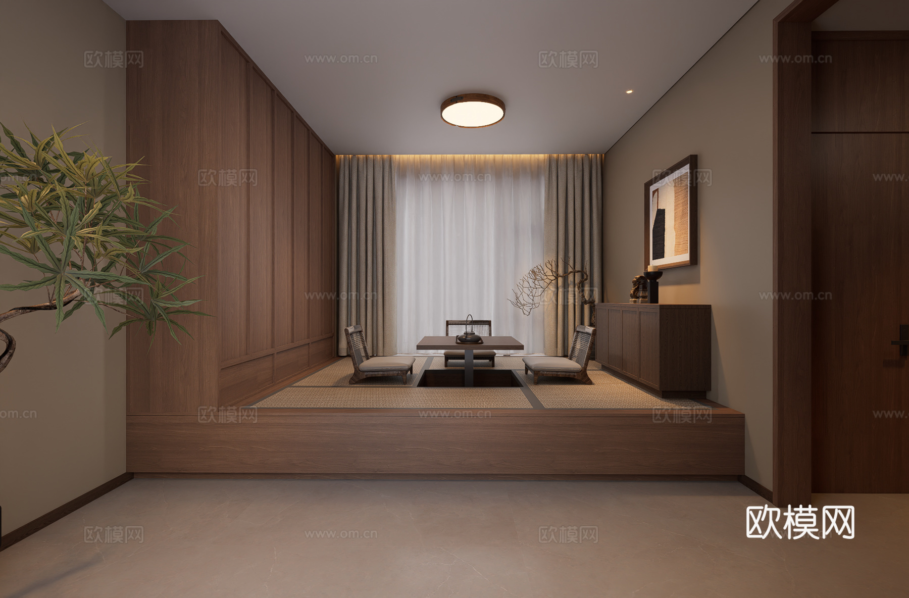 榻榻米茶室su模型