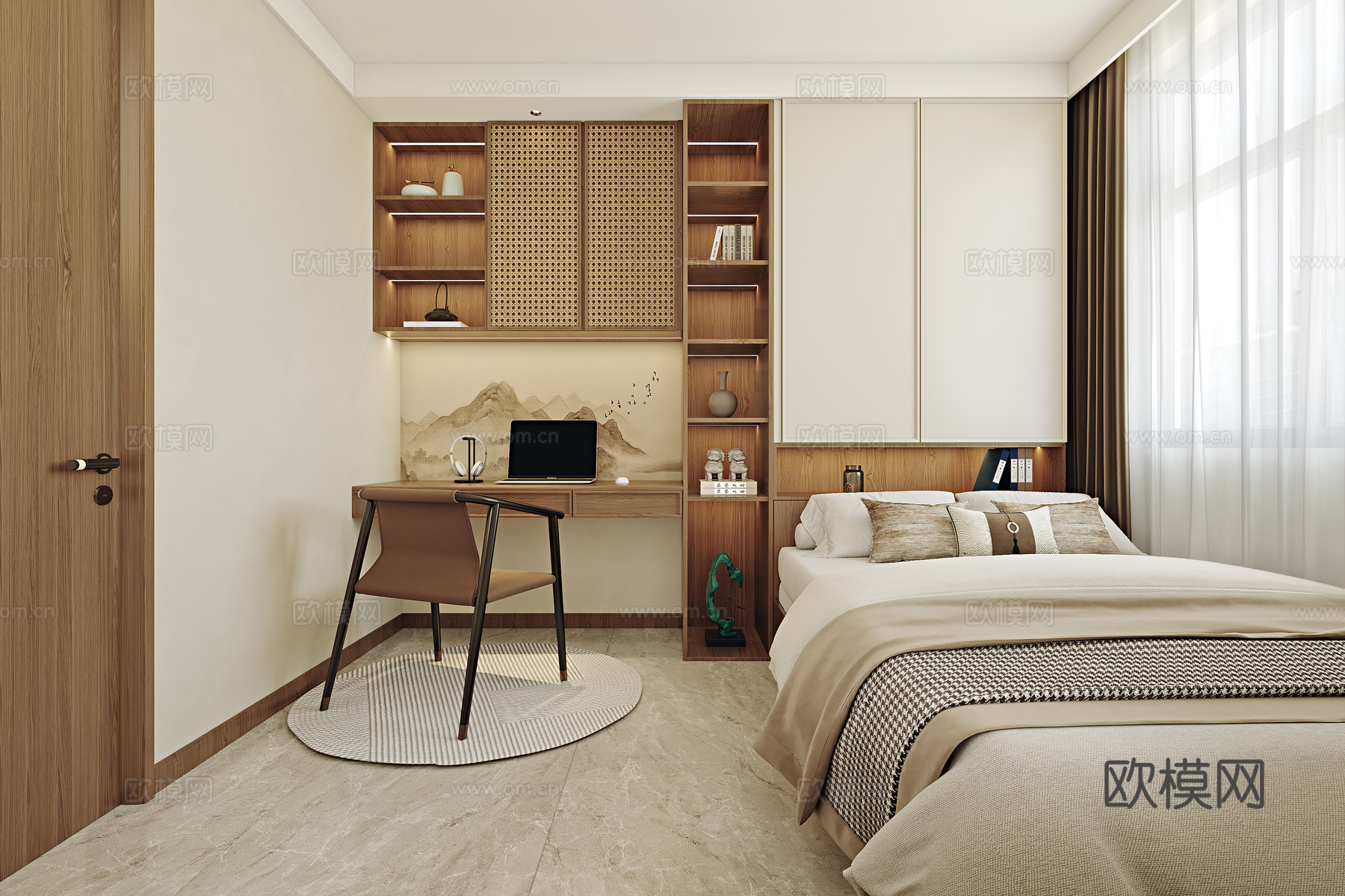 宋氏美学卧室衣帽间儿童房3d模型下载（渲染图3）