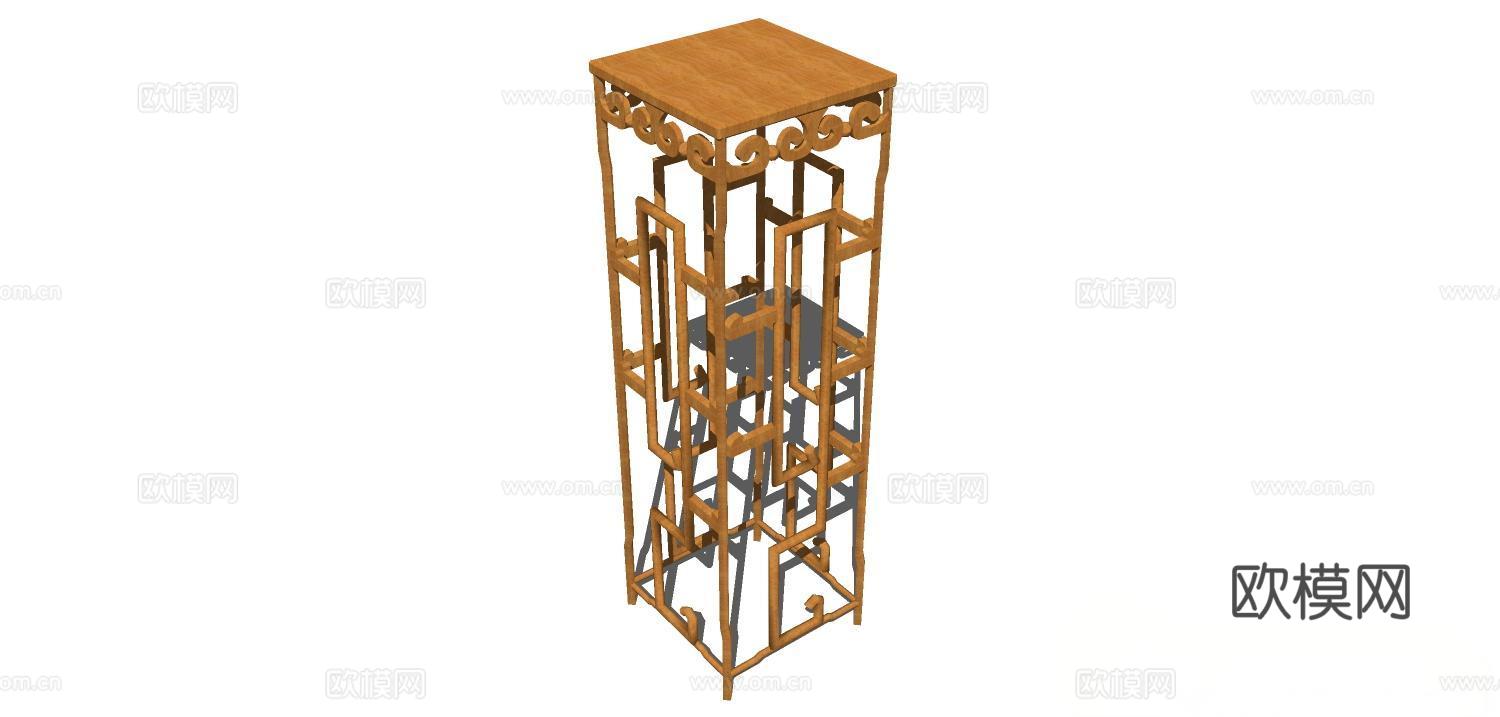 角几 边几 花几 实木花几su模型
