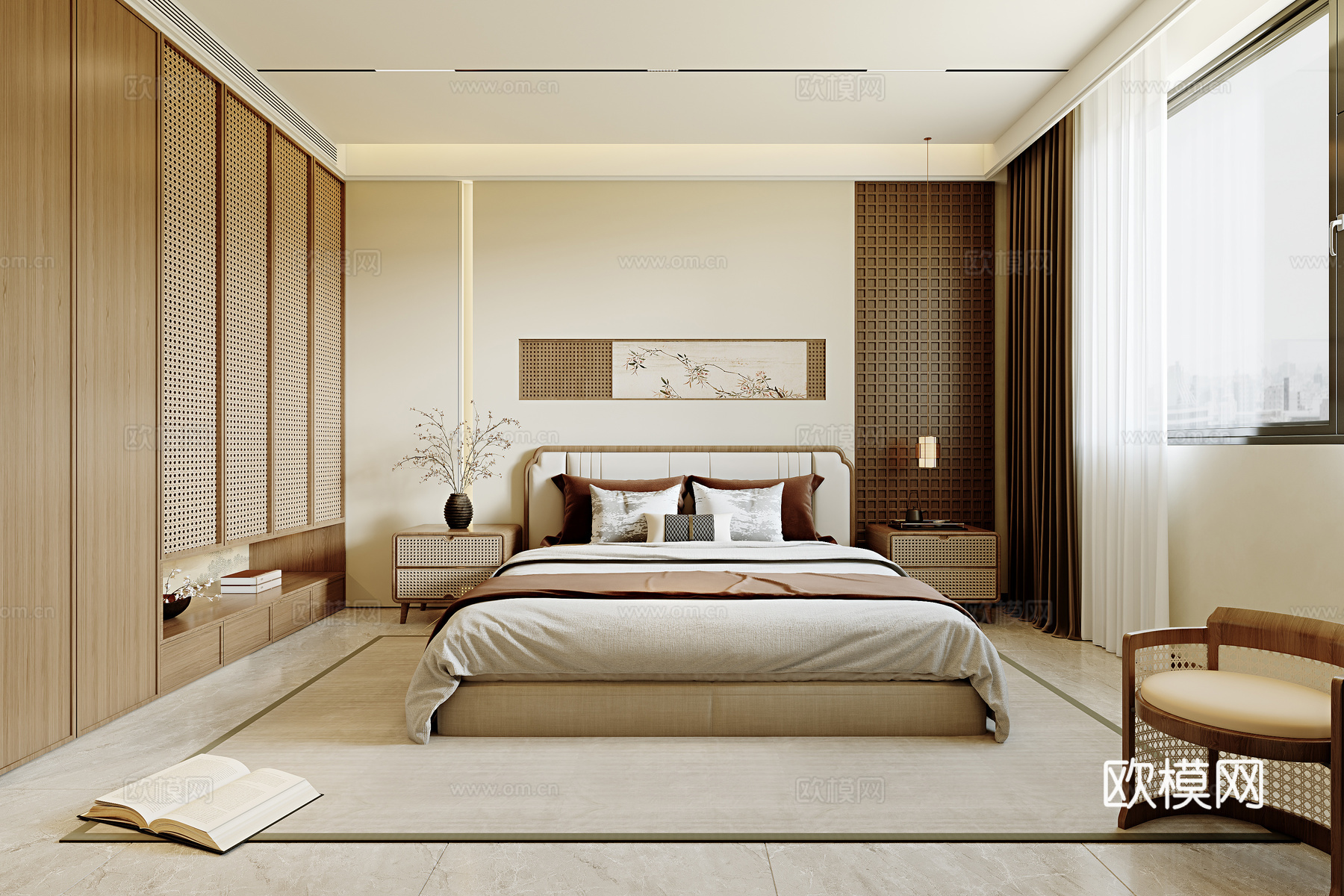 宋氏美学卧室衣帽间儿童房3d模型下载（渲染图2）