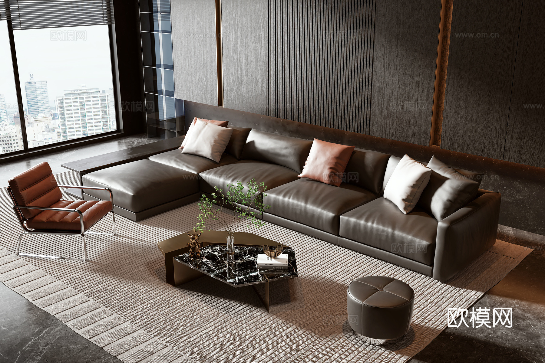 现代双人床 床 双人床 床头柜 摆件 枕头 书 绿植 饰品3d模型下载