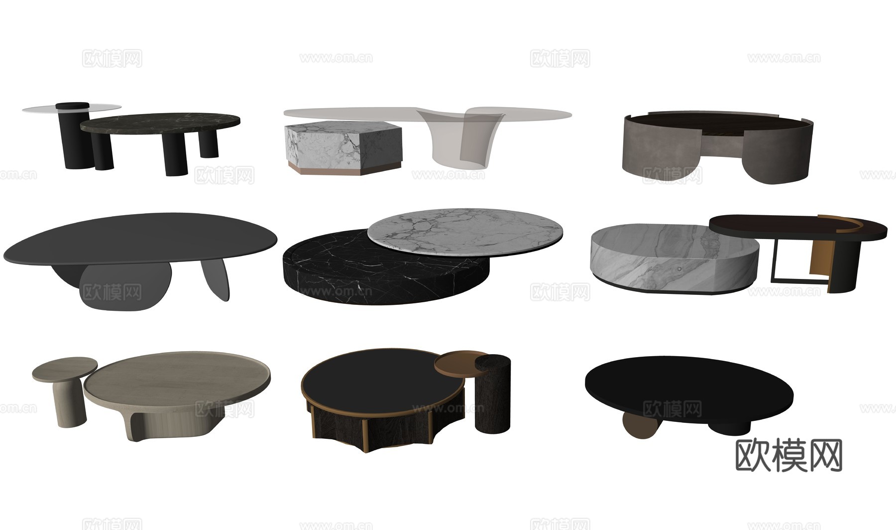 现代室内茶几组合su模型