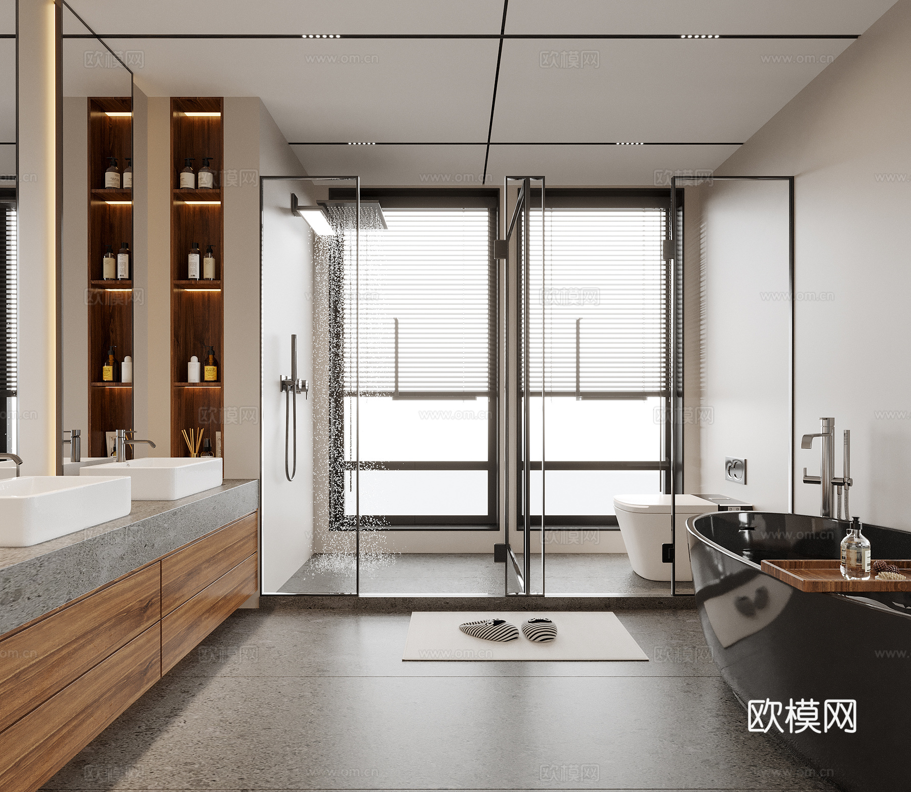 现代卫生间 洗手台 浴缸 酒店卫生间su模型