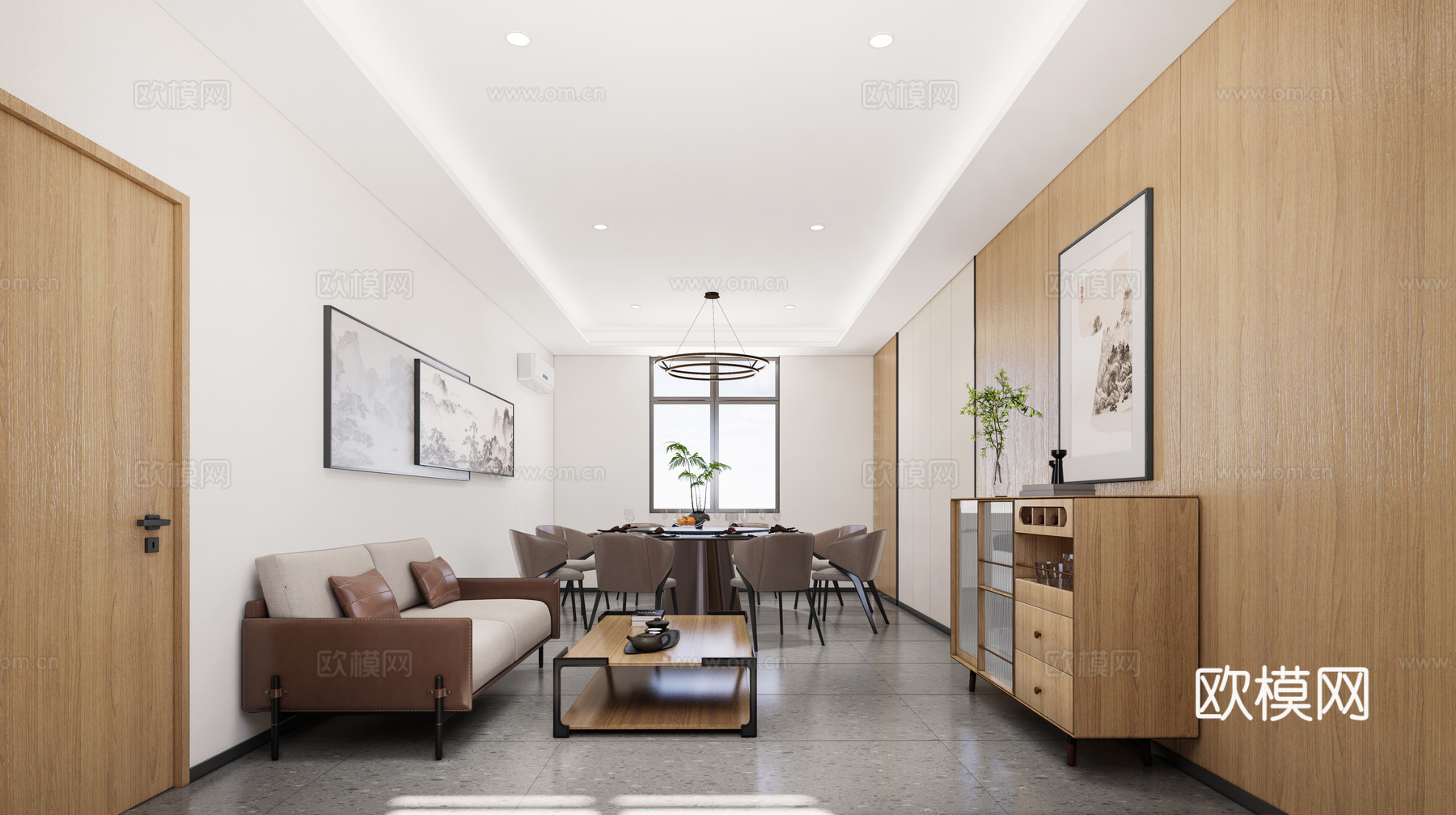 现代简约包厢 现代餐厅包间 餐饮包间 包间桌椅 餐边柜su模型