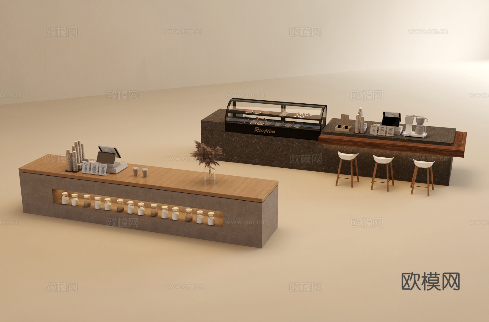 侘寂吧台水吧台3d模型下载