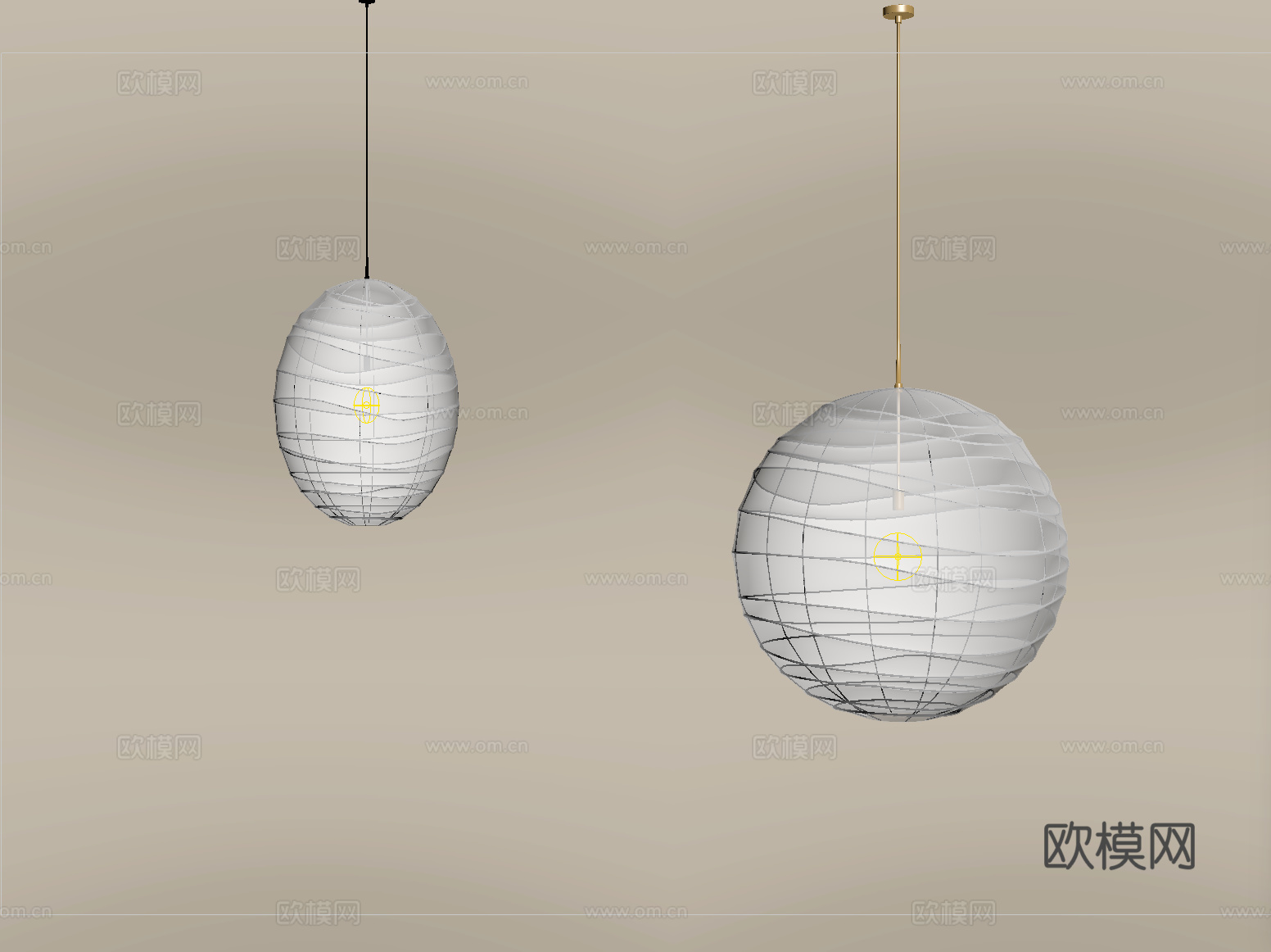 日式吊灯 纸质su模型