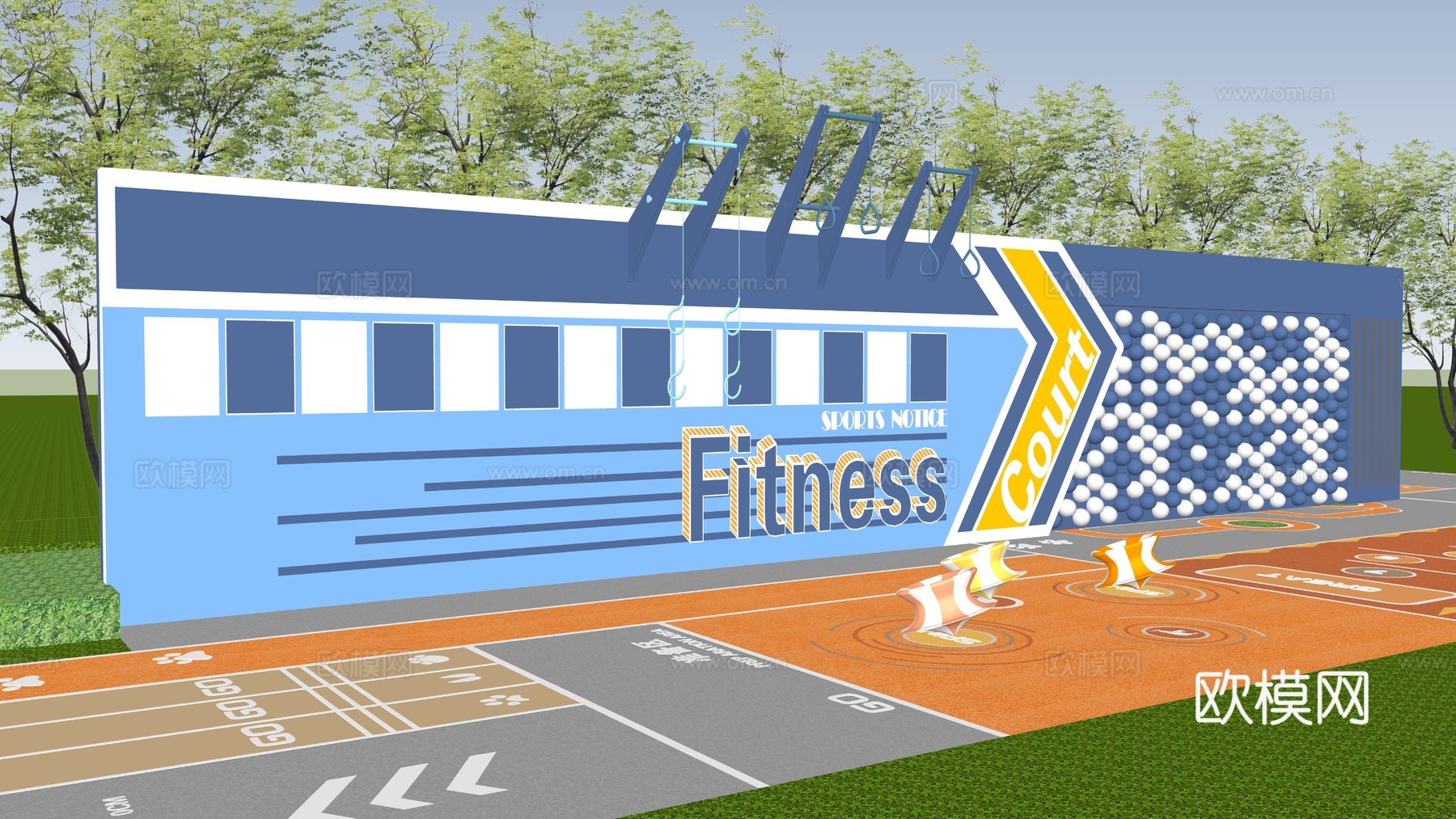 儿童互动景墙su模型