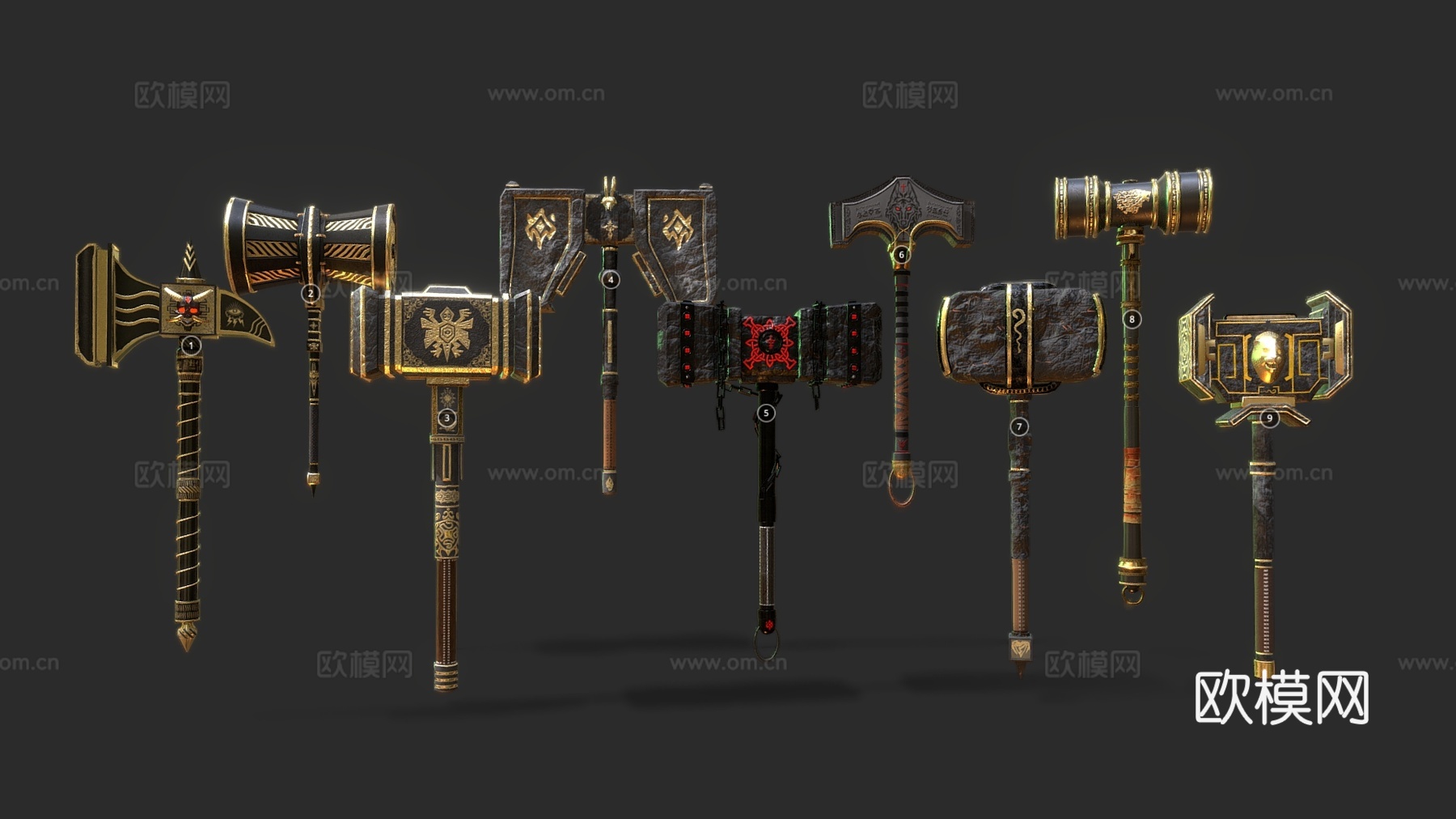 CG武器 锤子 大锤 战锤su模型