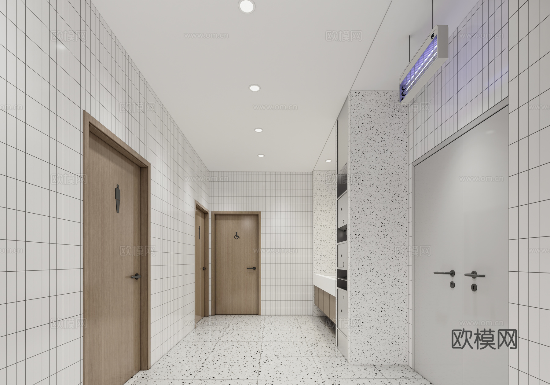 现代极简公共卫生间_卫生间_无障碍卫生间_盥洗间_办公卫生间su模型