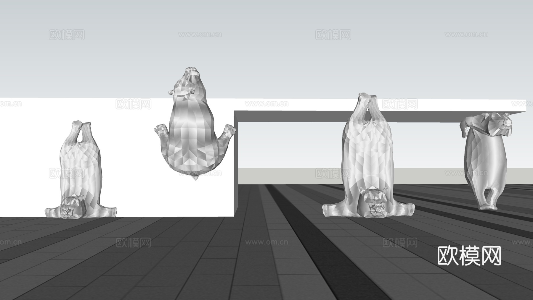 现代熊主题雕塑 可爱熊雕塑su模型