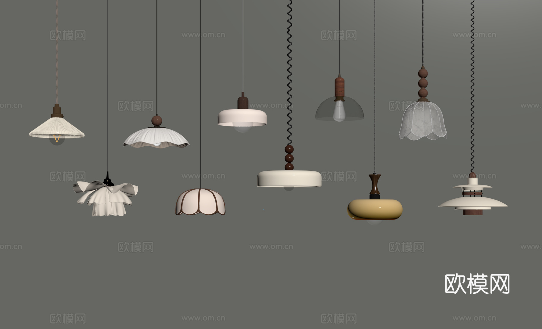 法式复古吊灯 床头小吊灯 餐厅吊灯su模型