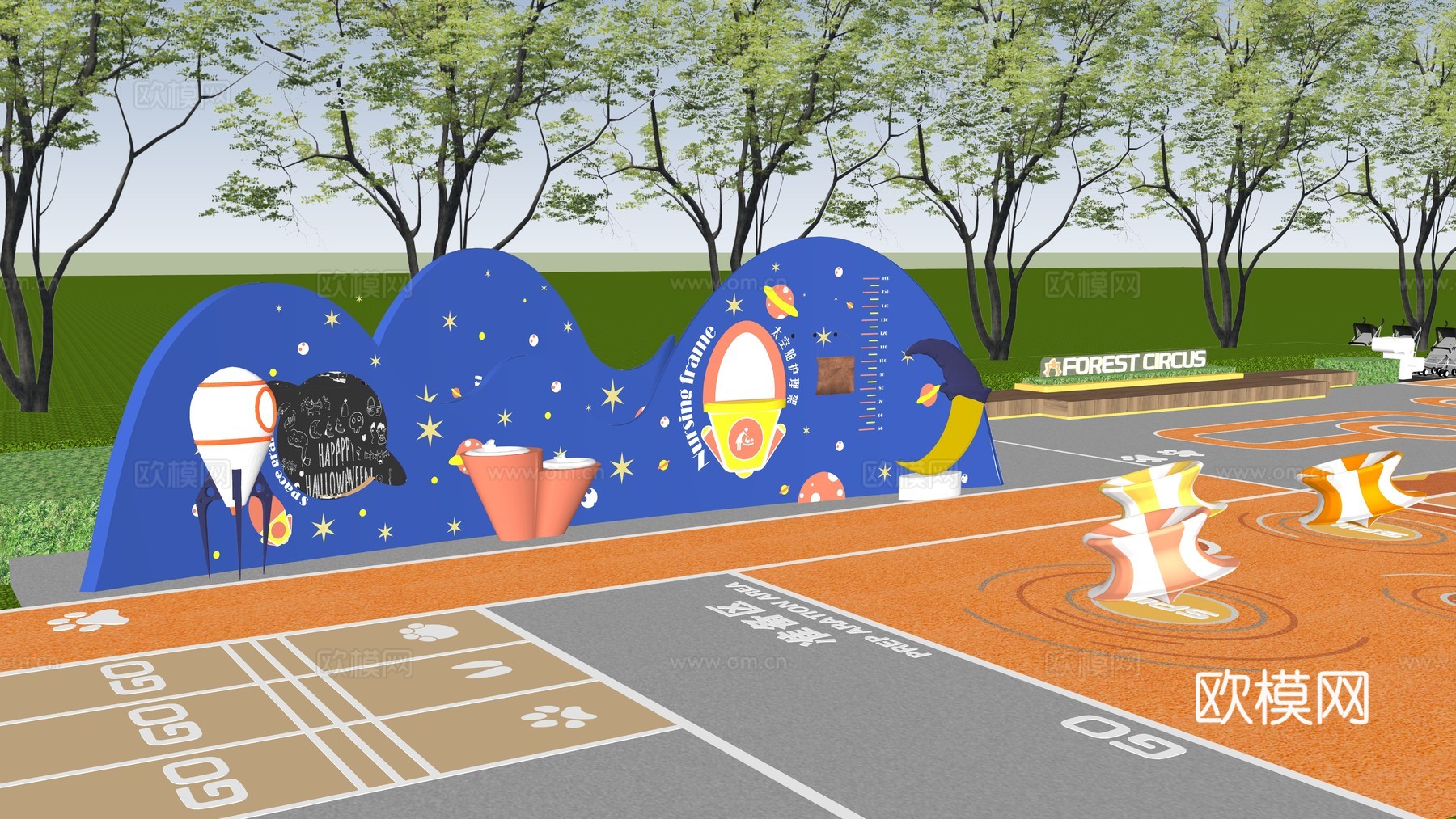 儿童互动景墙  儿童活动空间  儿童活动区su模型