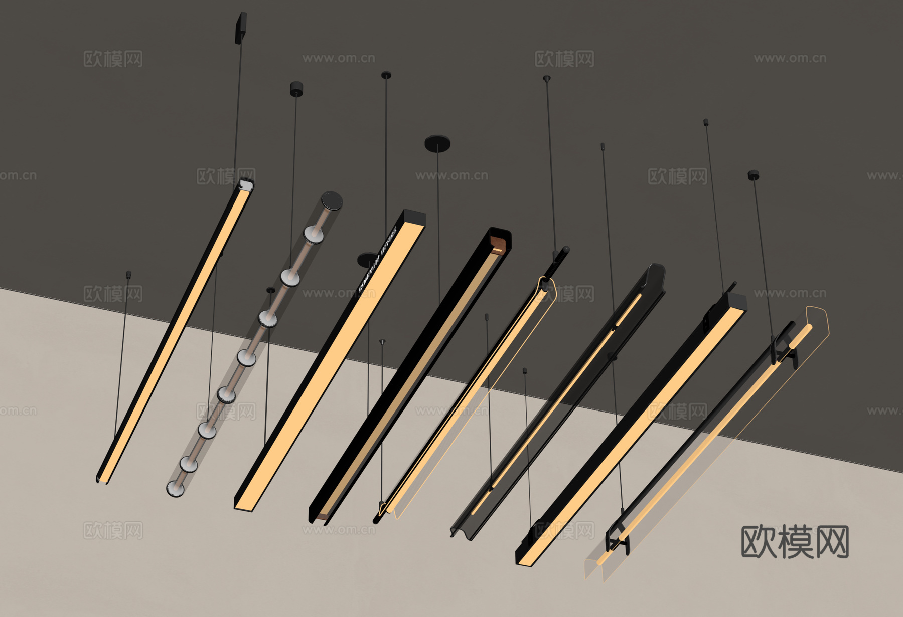餐厅吊灯 长条吊灯su模型