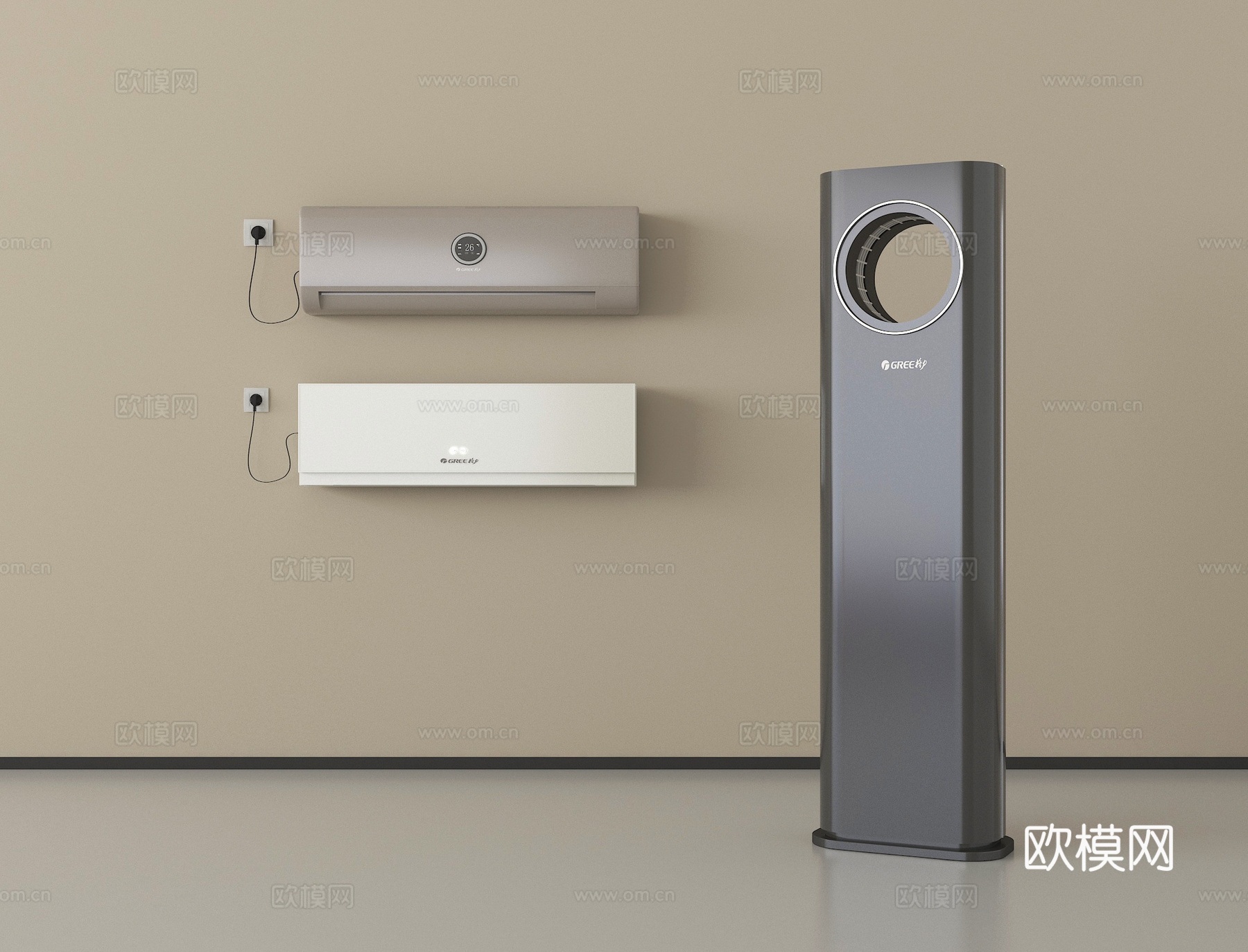 现代空调 立式空调 壁挂式空调su模型