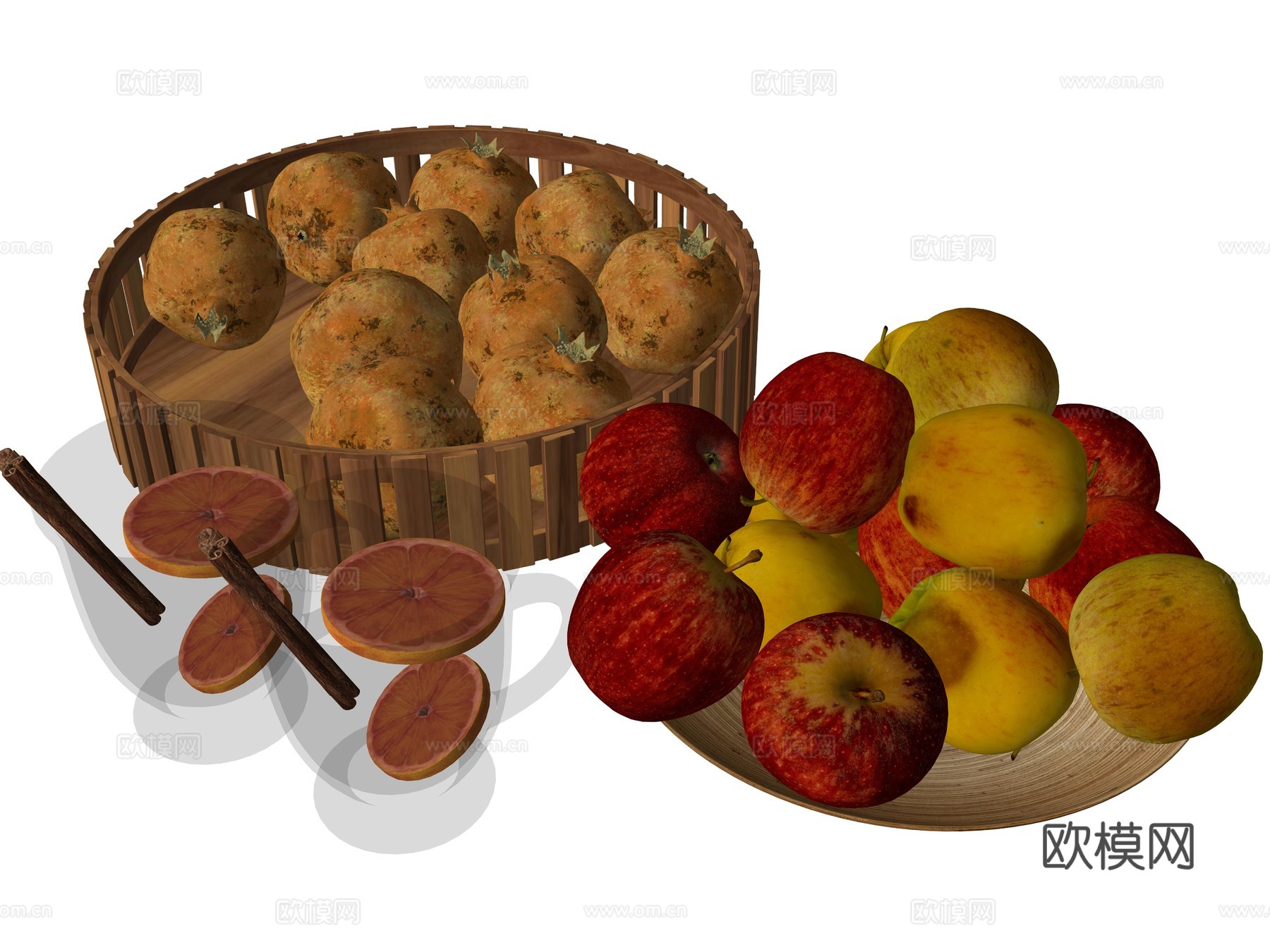 现代水果装饰摆件su模型