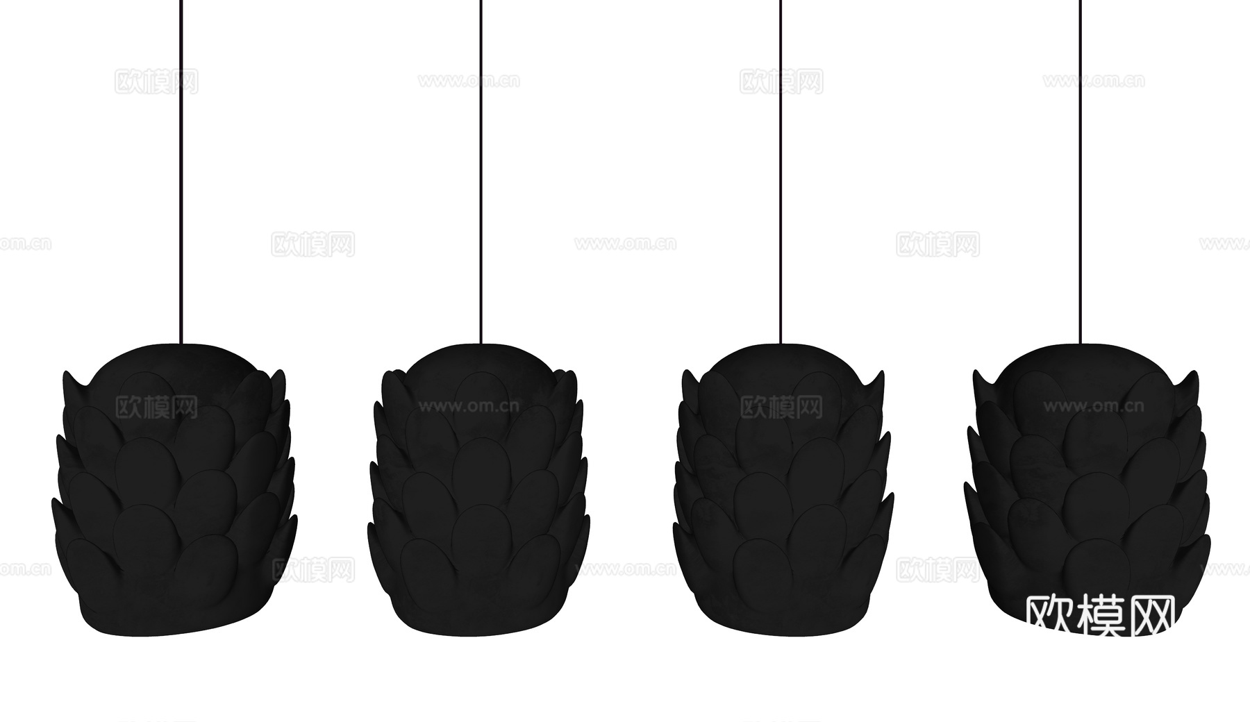 工业风吊灯  火山吊灯 极简黑色吊灯 黑色金属工业风吊灯 工su模型