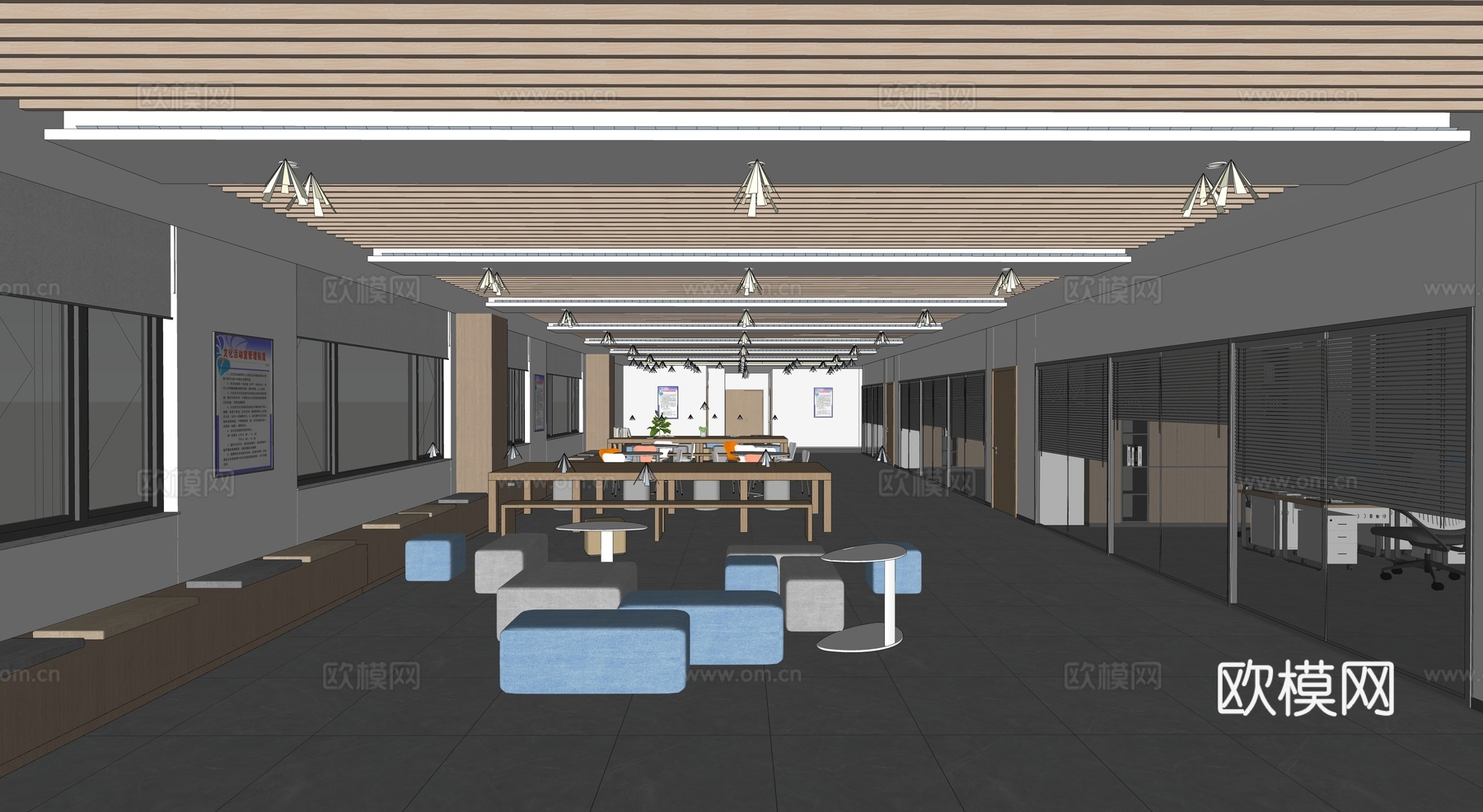 现代活动室 文体活动室 文体活动 老年活动中心 活动室su模型