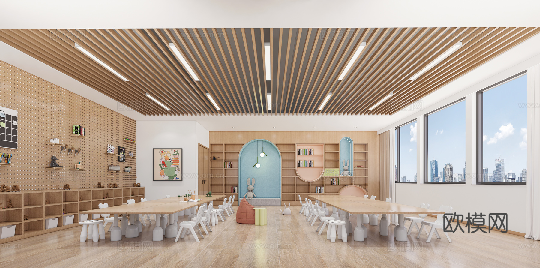 现代幼儿园内部_儿童日间照料中心_幼儿园教室_教室_幼儿园活su模型