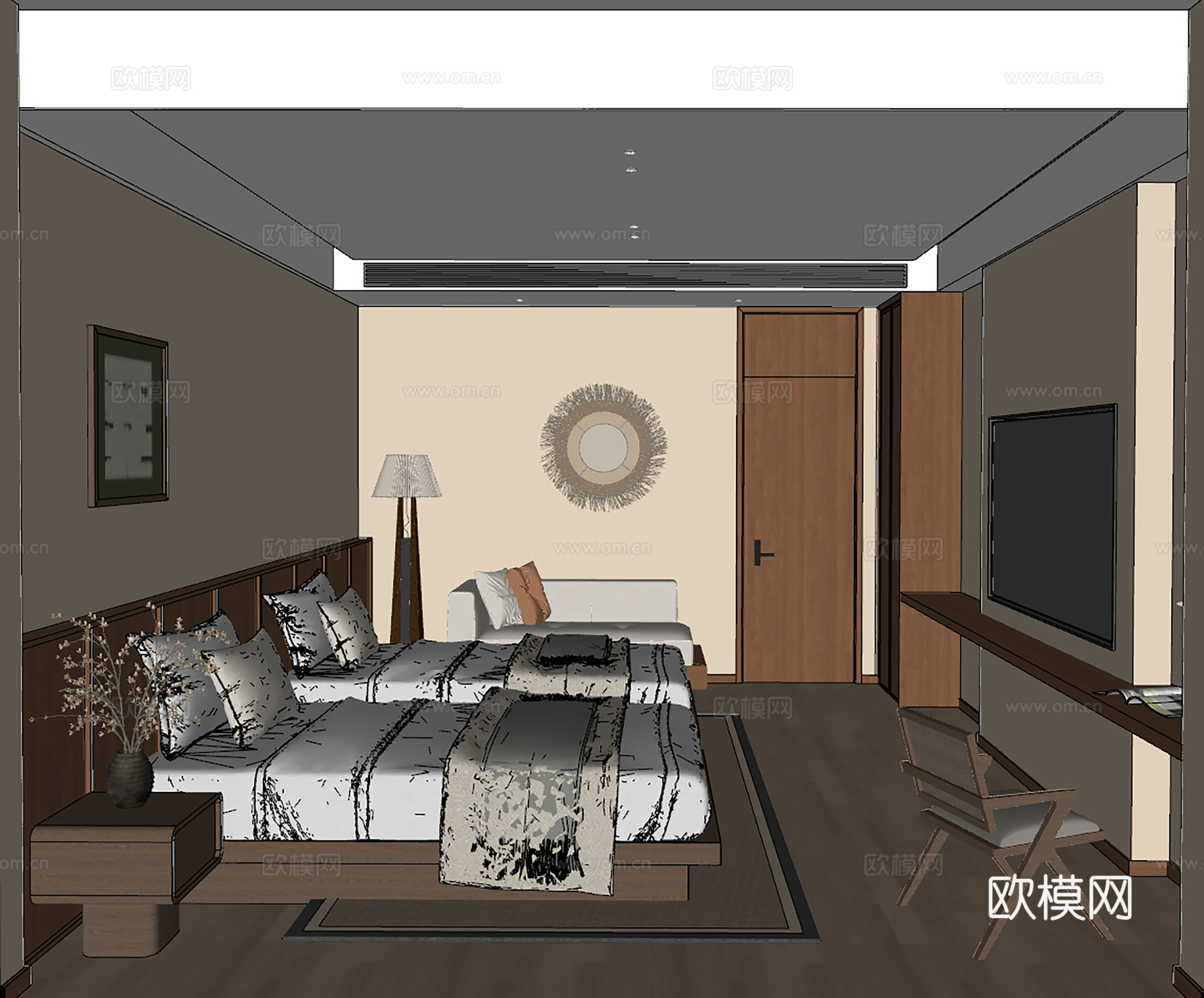 中古民宿客房免费su模型