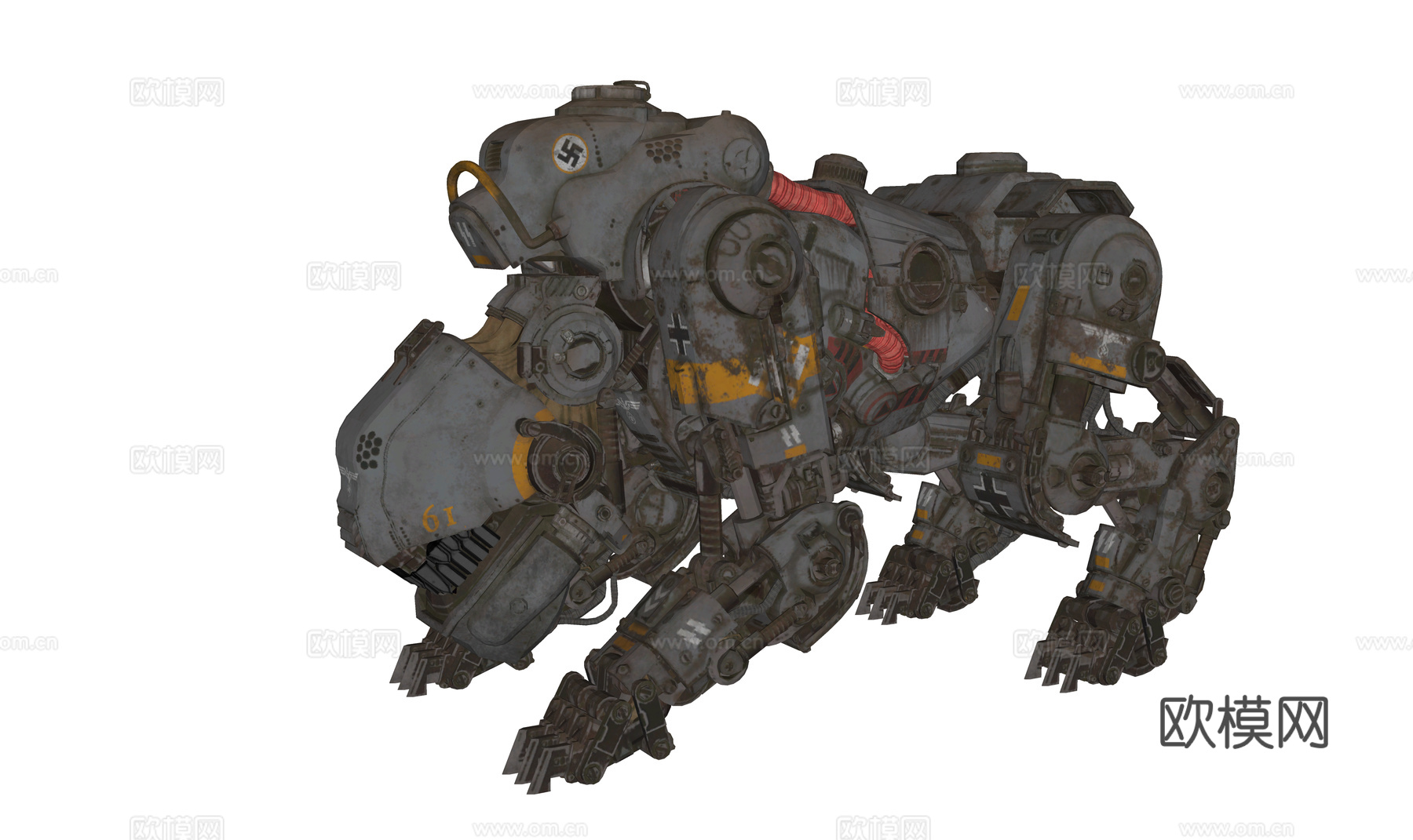 现代工业风机器狗 仿生机器狗 装甲狗su模型