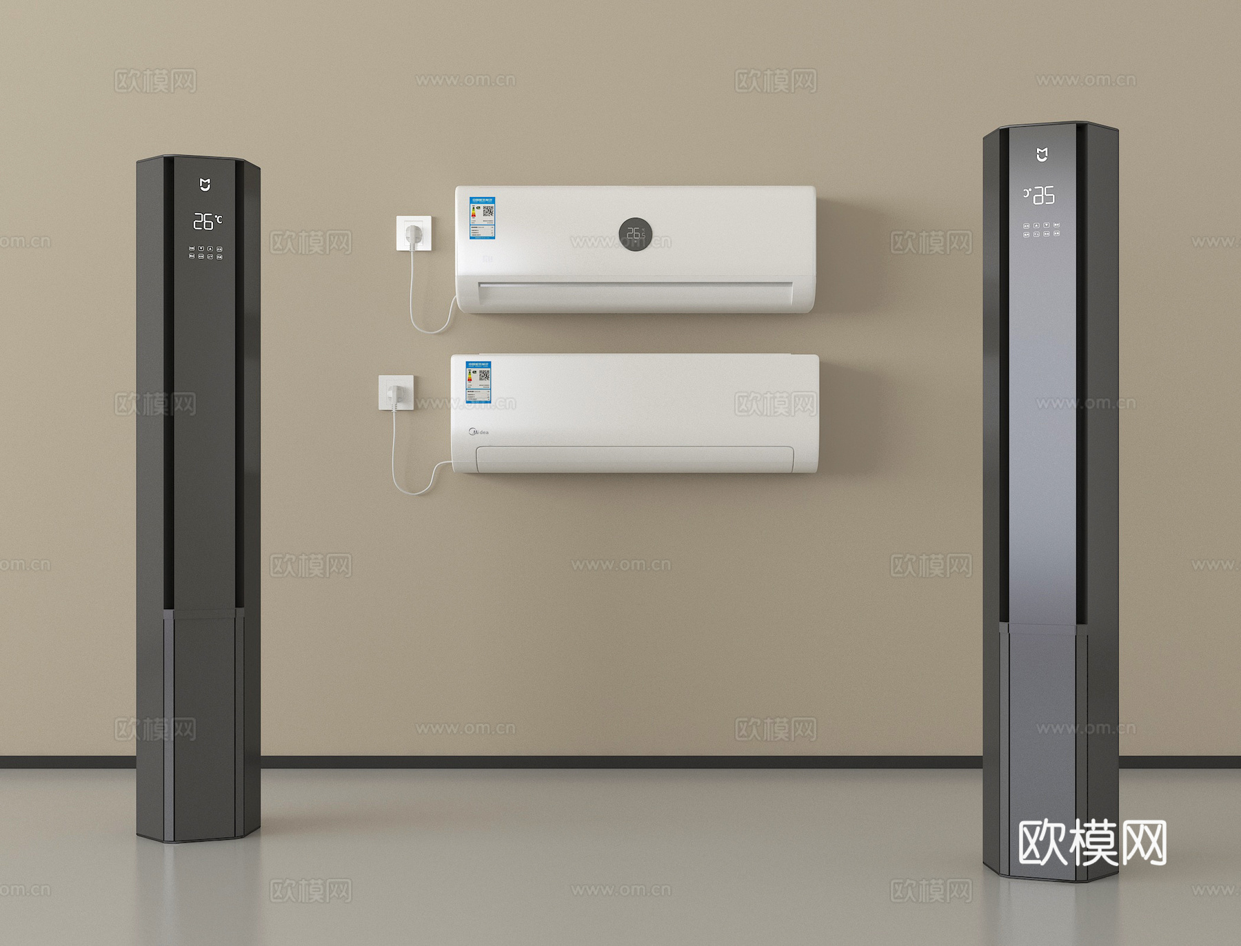 现代空调 立式空调 壁挂式空调su模型