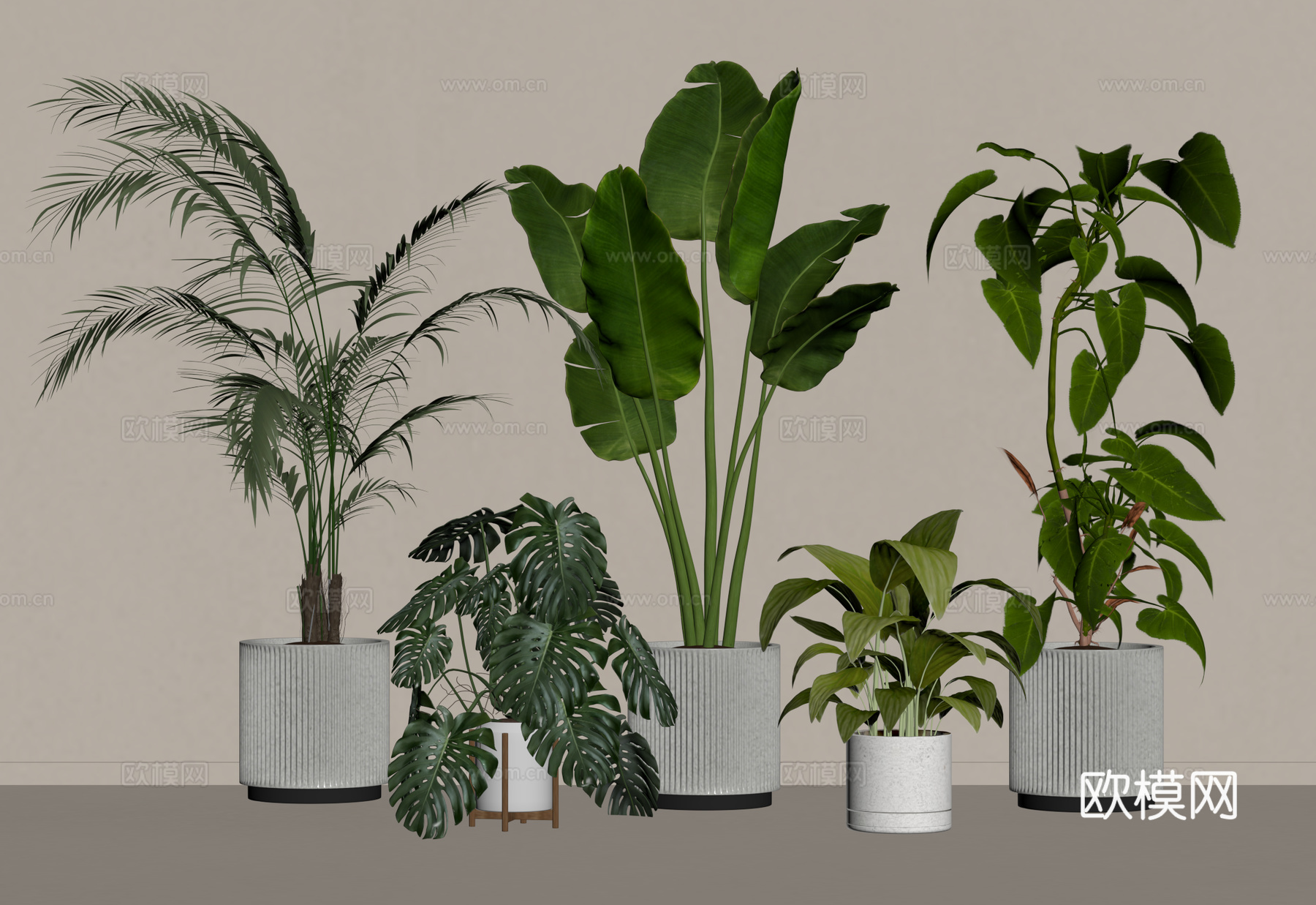 现代盆栽组合su模型