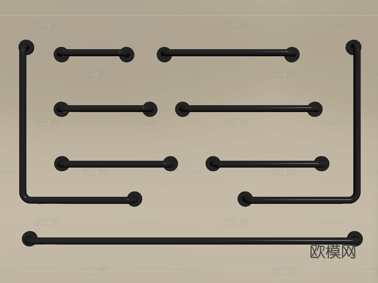 现代卫生间扶手 无障碍扶手 不锈钢护手su模型