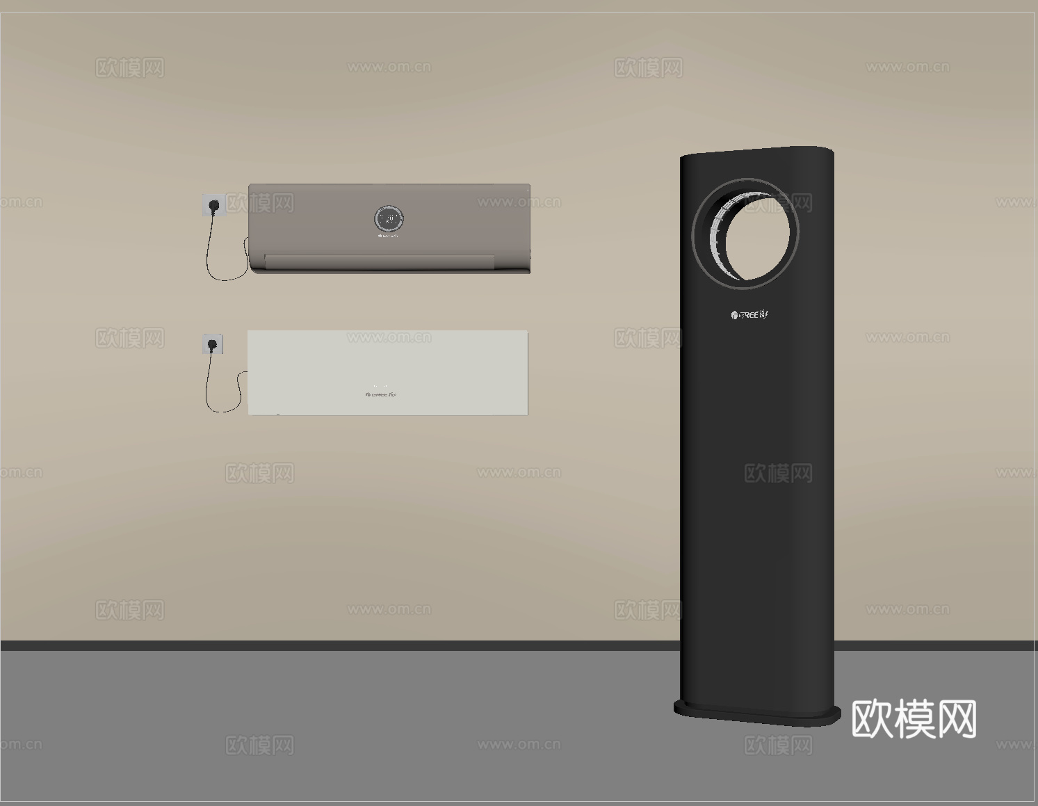 现代空调 立式空调 壁挂式空调su模型