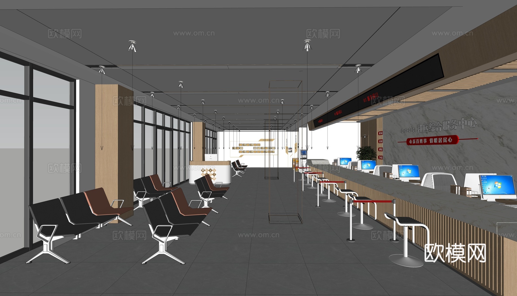 现代极简其他文化空间_社区活动中心_社区大厅_现代社区服务大su模型