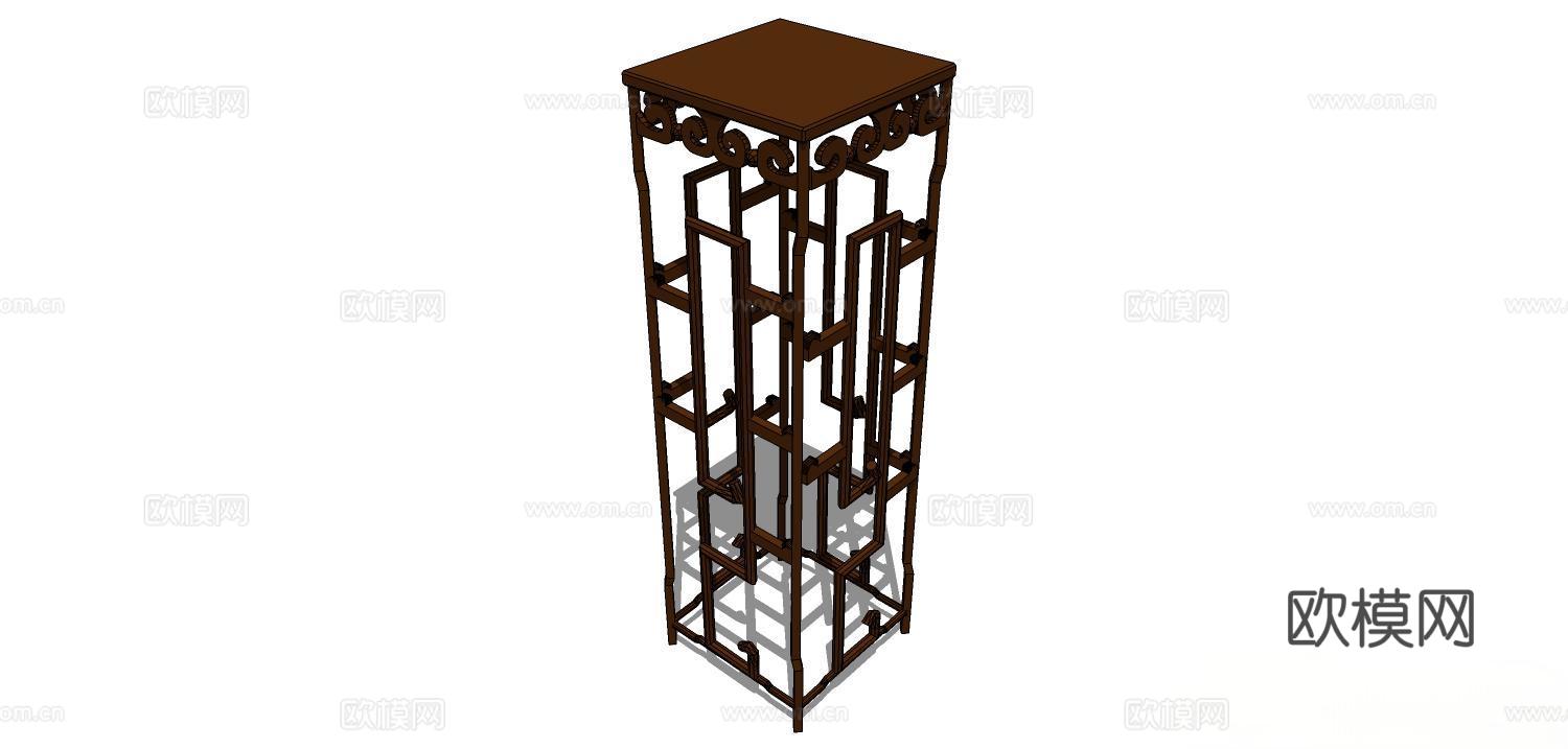 角几 边几 花几 实木花几su模型