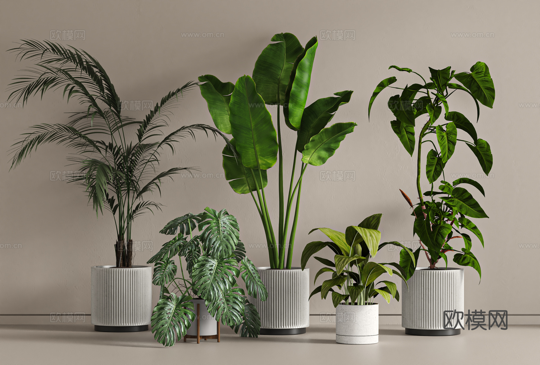 现代盆栽组合su模型