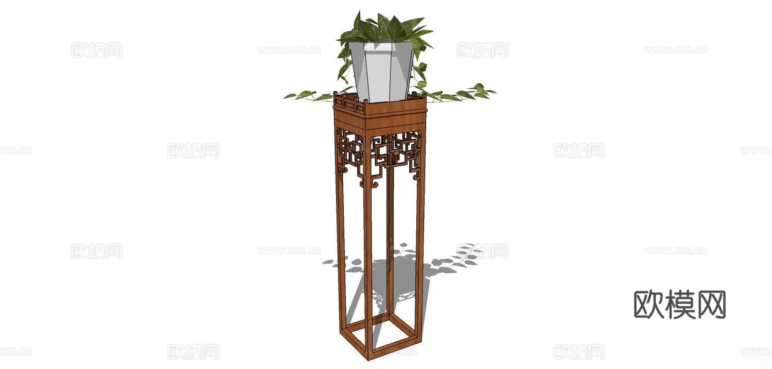 角几 边几 花几 实木花几su模型