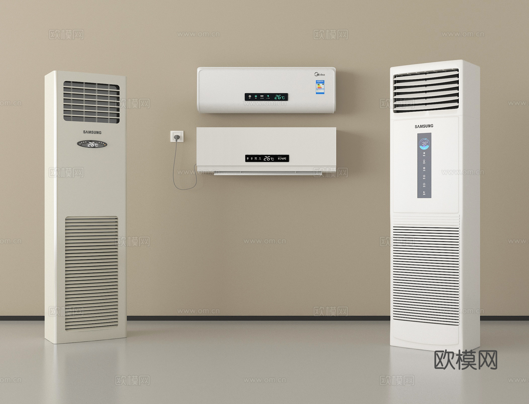 现代空调 立式空调 壁挂式空调su模型
