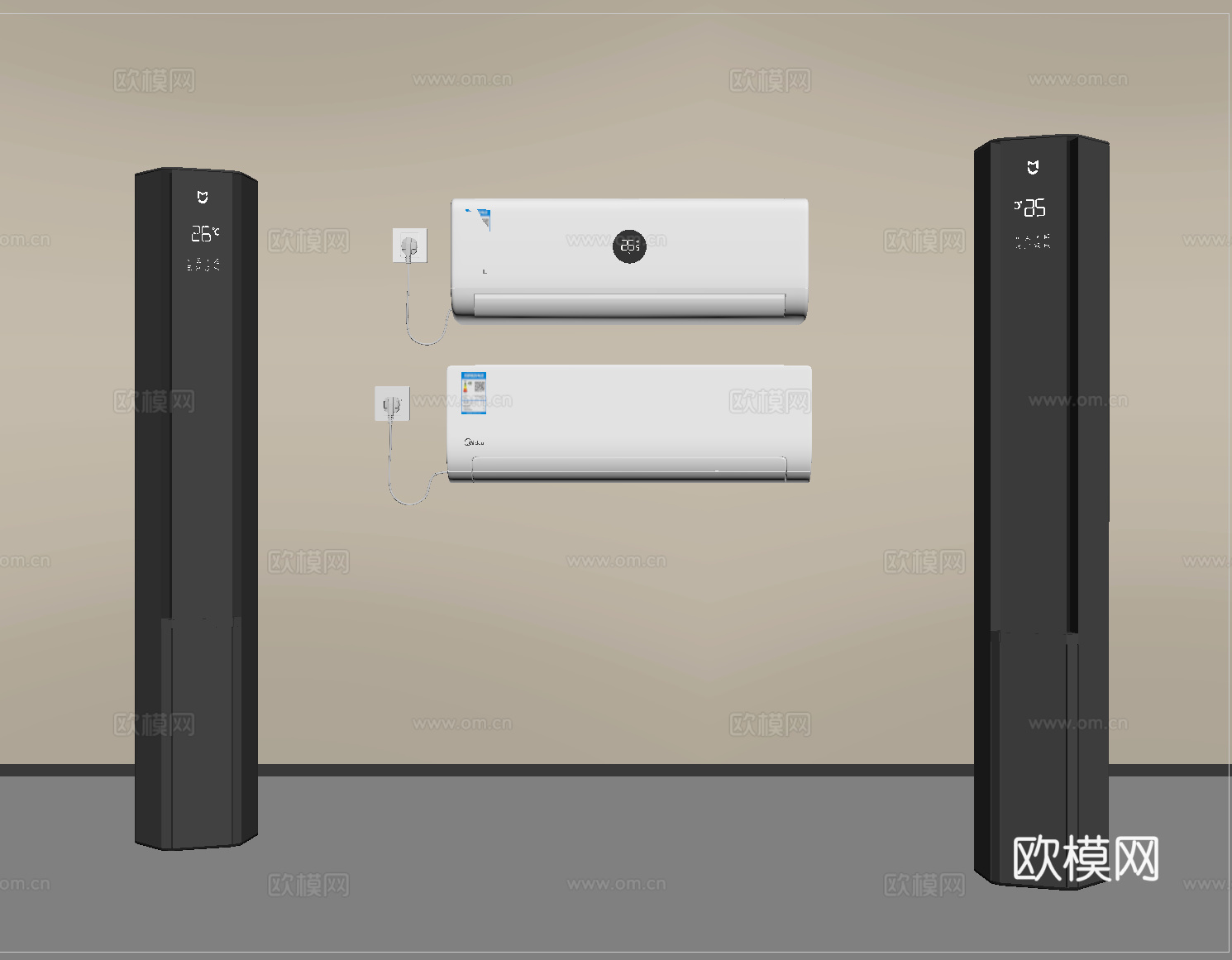 现代空调 立式空调 壁挂式空调su模型