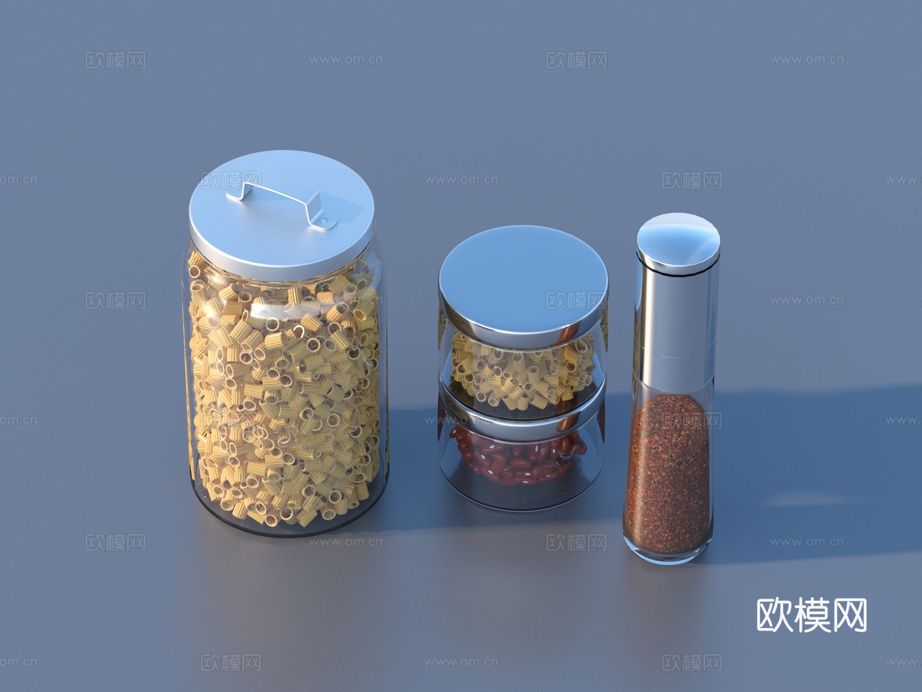 调料瓶 玻璃瓶 储物瓶 食物 罐装零食 玻璃罐 休闲3d模型下载