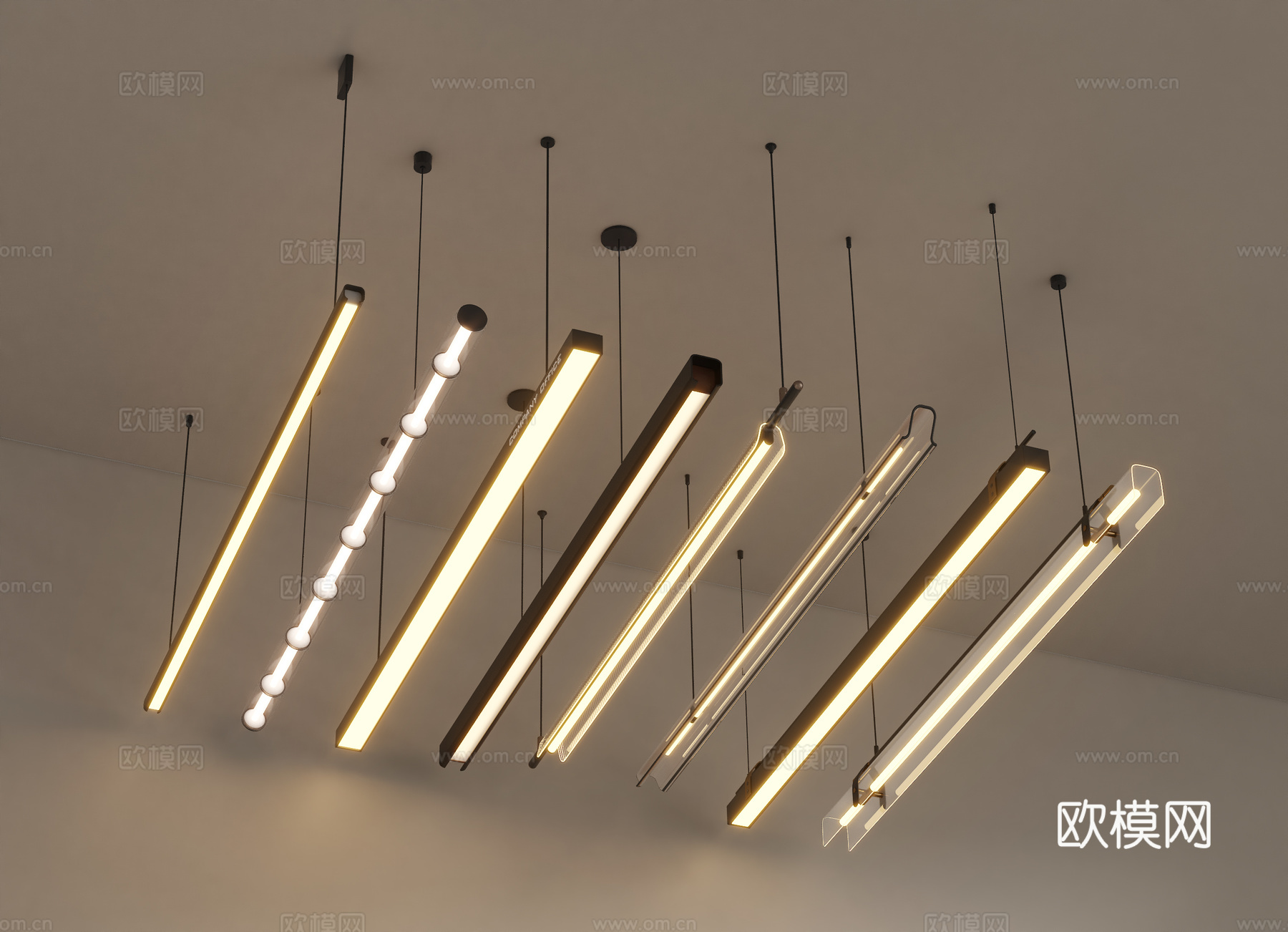 餐厅吊灯 长条吊灯su模型