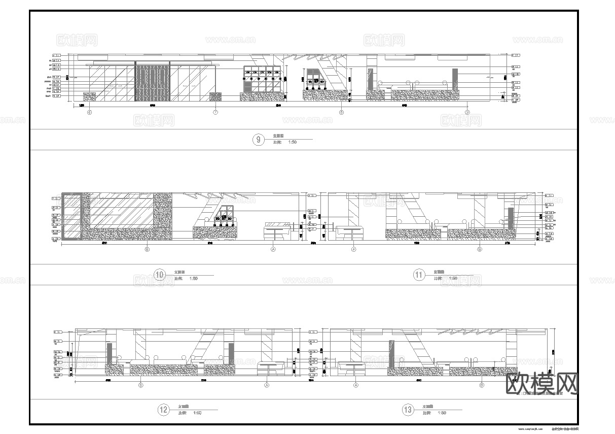 最新6套 会所 施工图 效果图合集cad施工图