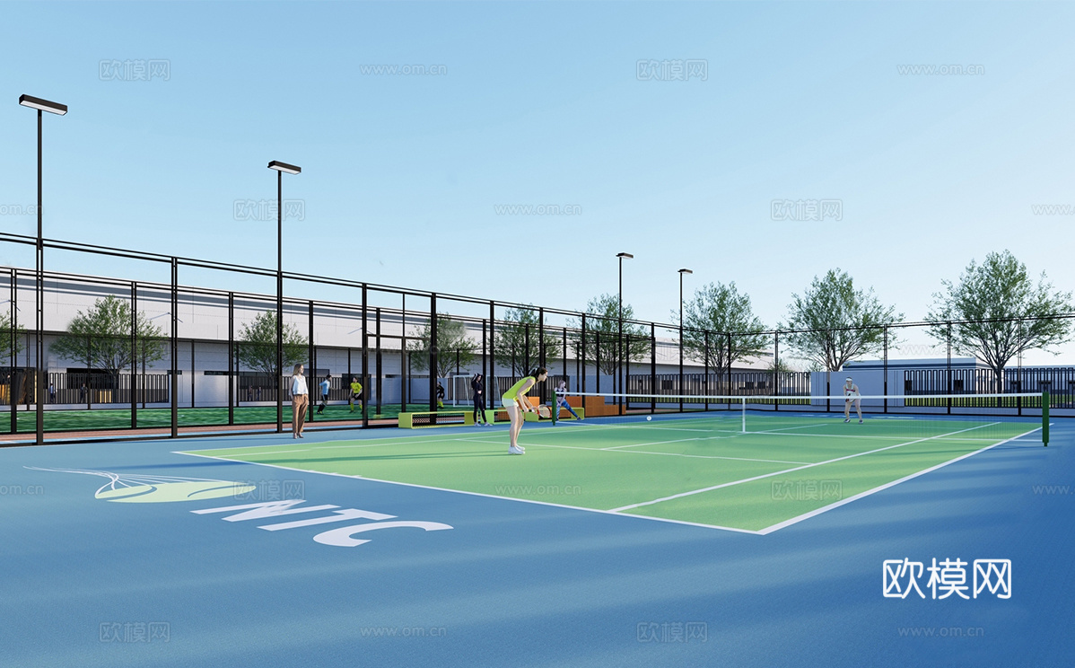 现代网球场su模型