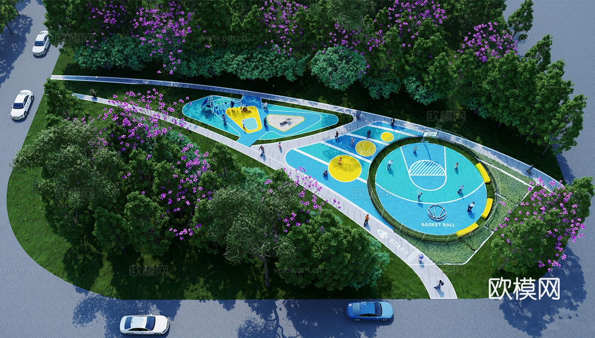 现代郊野运动公园 主题体育公园su模型