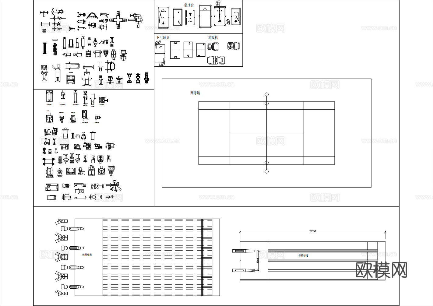 健身娱乐器械cad施工图