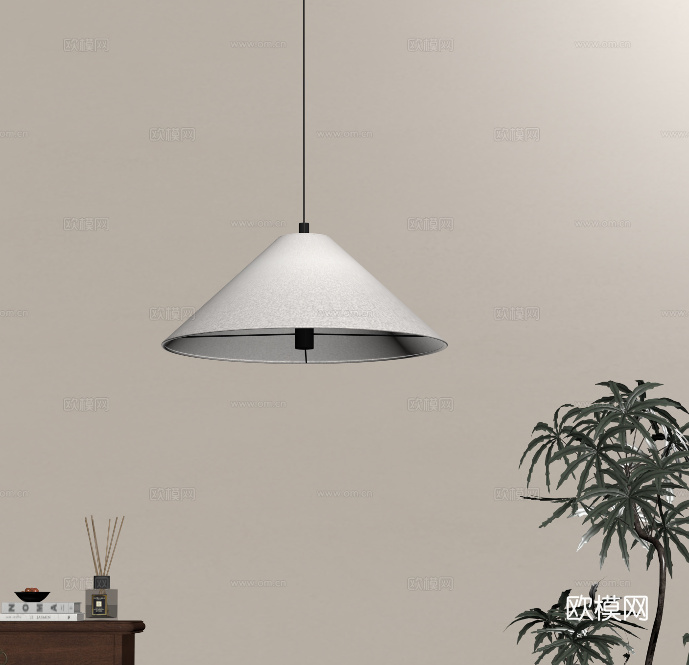 现代侘寂吊灯 餐厅吊灯 床头小吊灯su模型