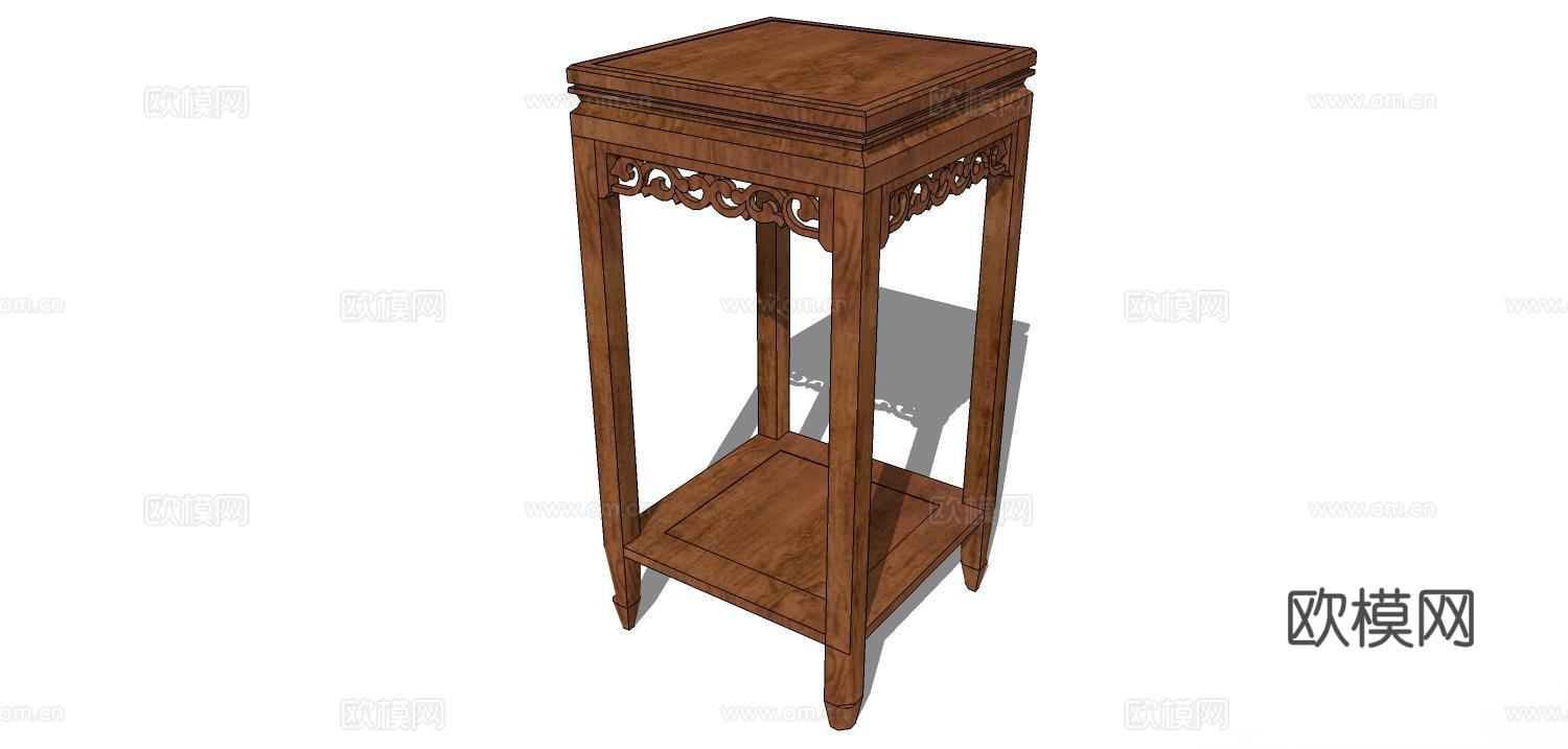 角几 边几 花几 实木花几su模型